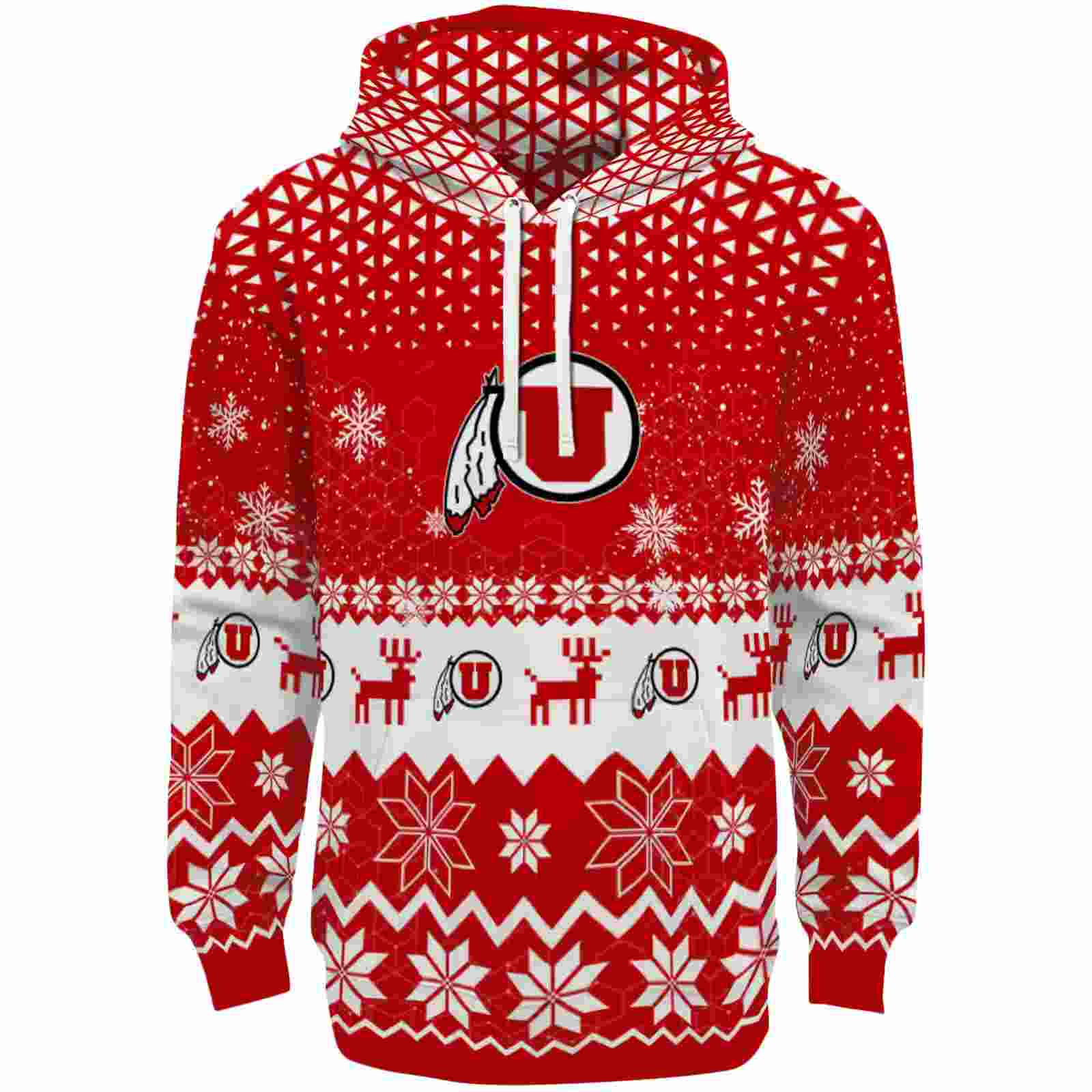 Utah Utes Reindeer Motif Red Hoodie