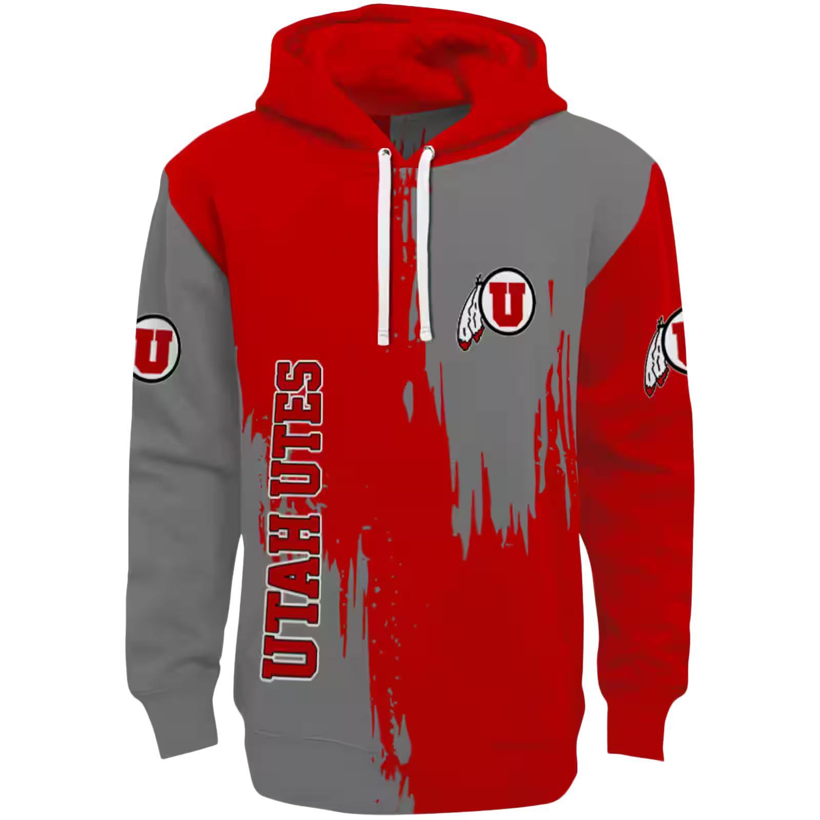 Utah Utes Splatter Effect Red Hoodie