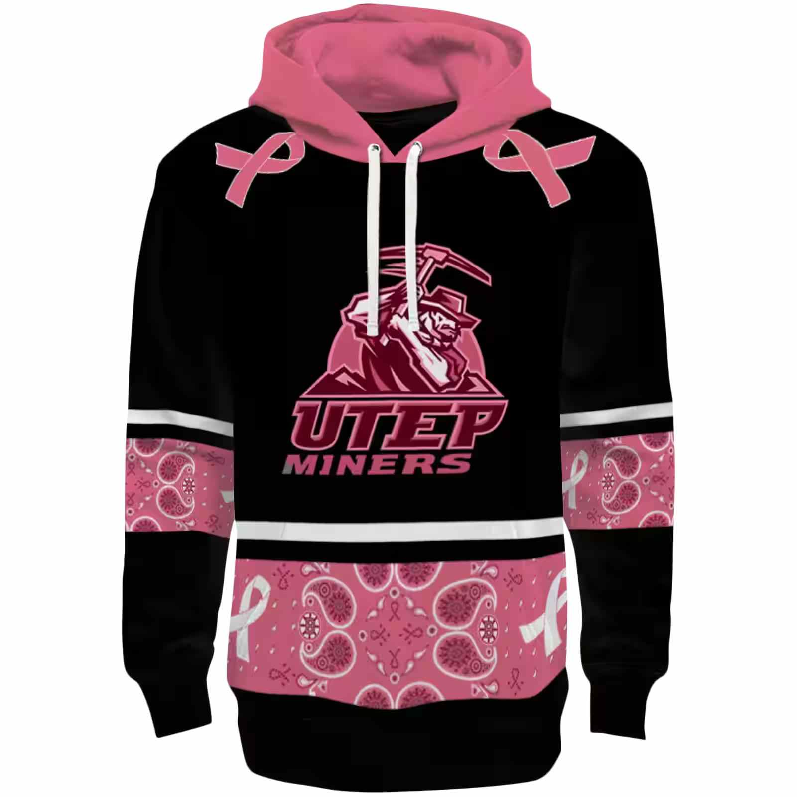 UTEP Miners Awareness Ribbon Black Pink Hoodie