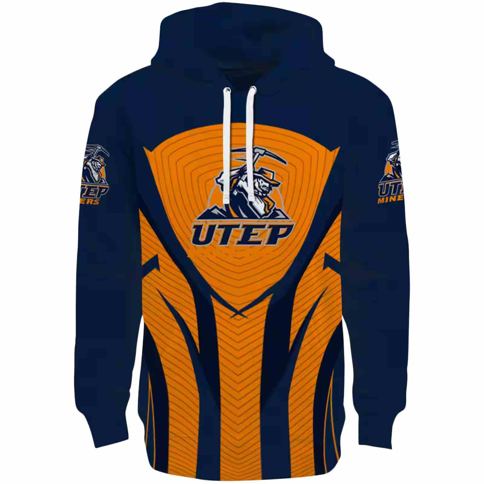 UTEP Miners Concentric Lines Blue Black Hoodie
