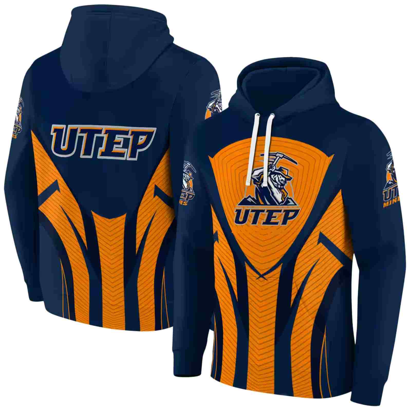 utep miners concentric lines blue black hoodie fashion forward