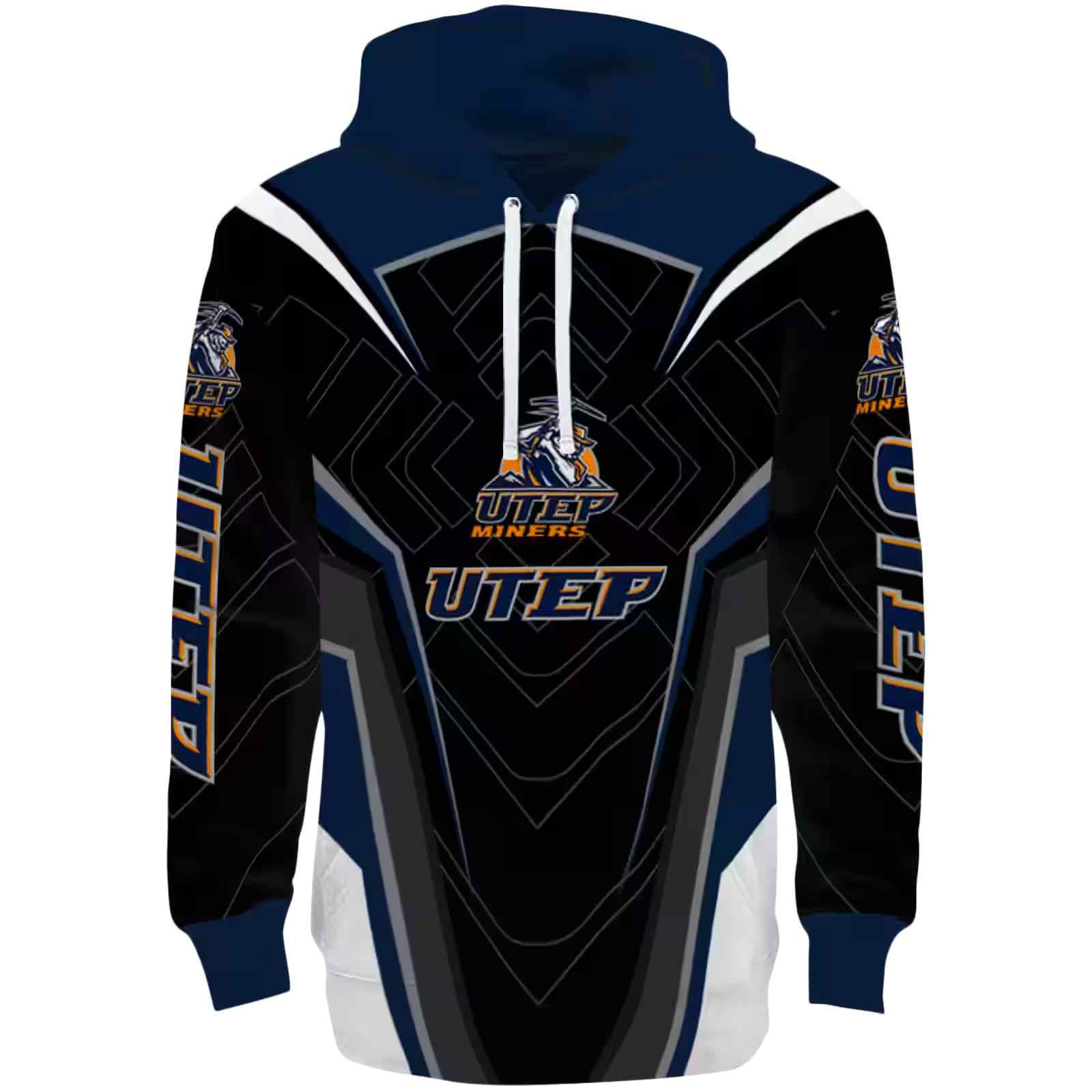UTEP Miners Futuristic Pattern Blue Black Hoodie
