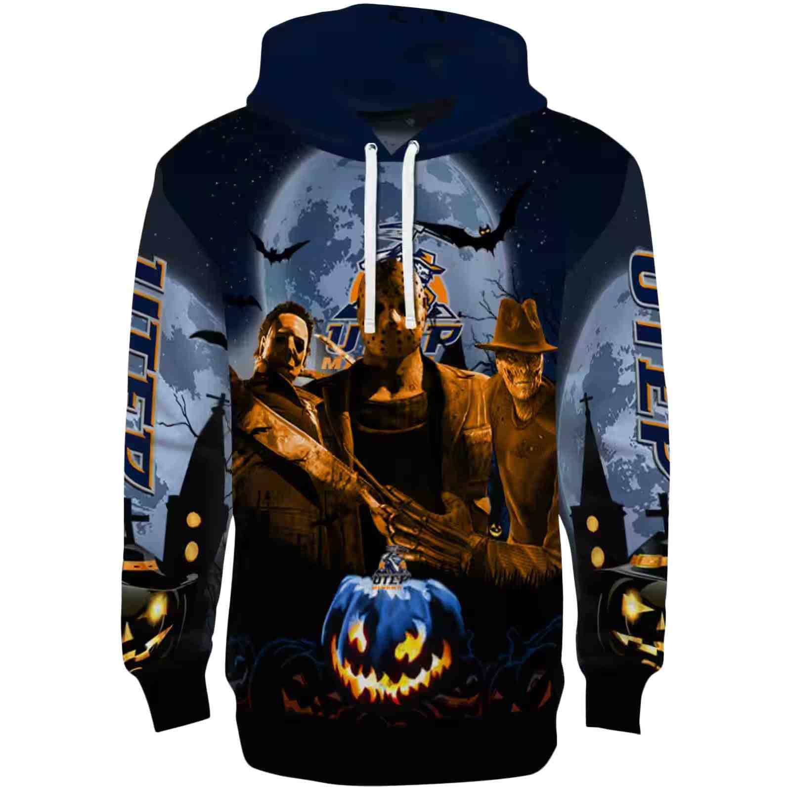 UTEP Miners Halloween Vibes Blue Black Hoodie
