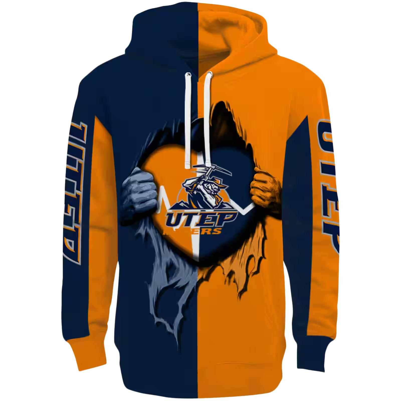 UTEP Miners Heartbeat Graphic Blue Hoodie