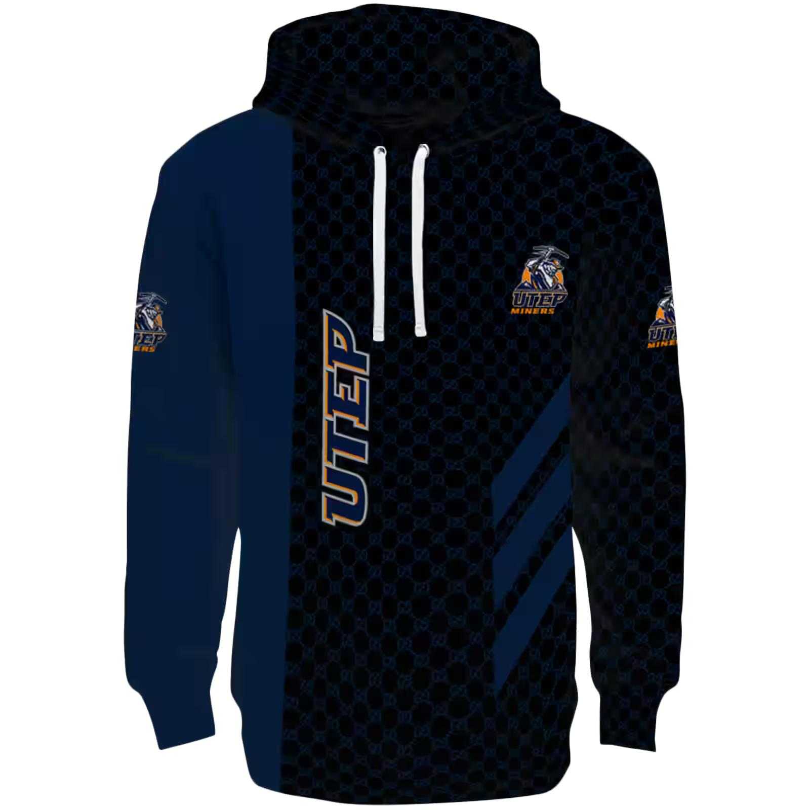UTEP Miners Monogram Pattern Blue Hoodie