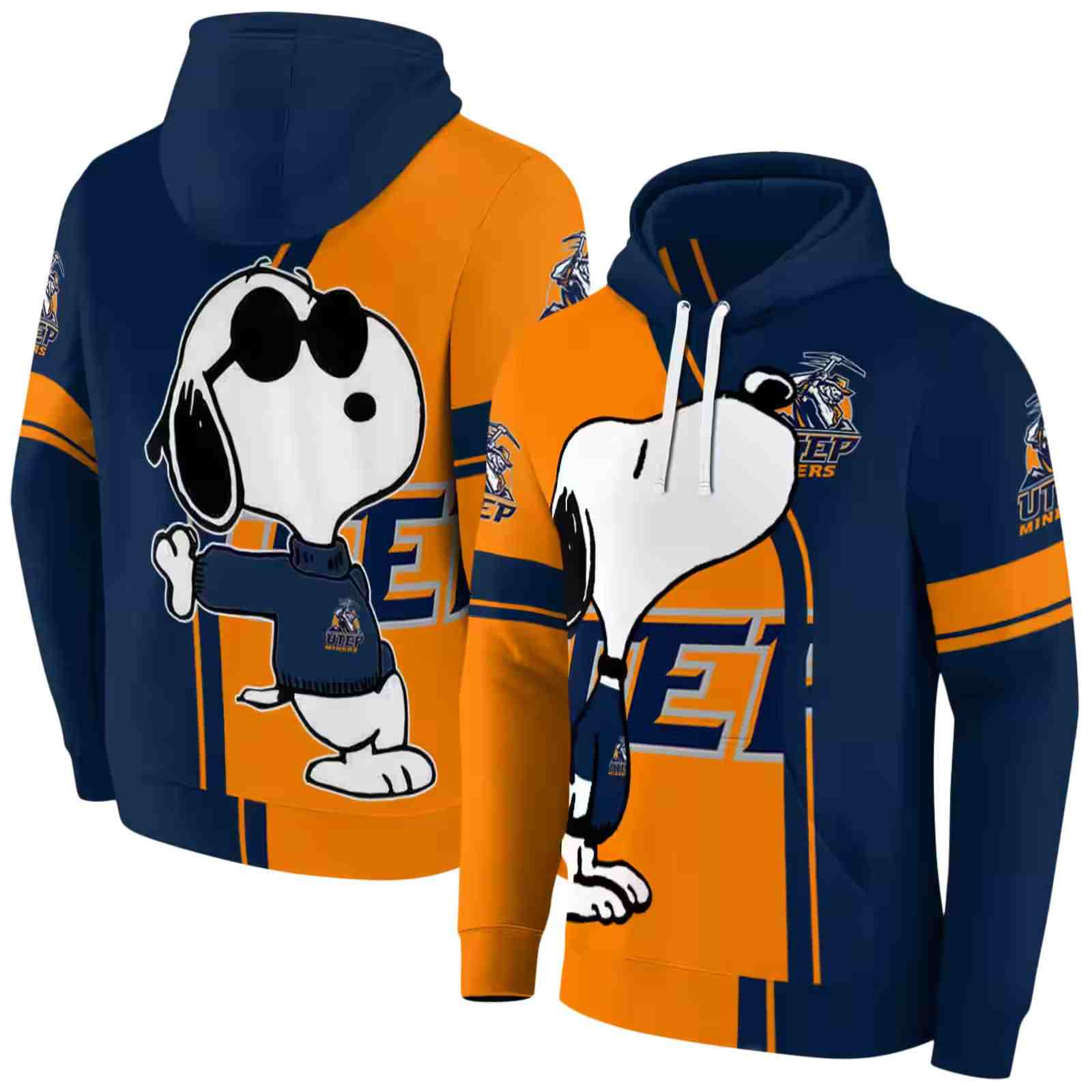 utep miners playful snoopy blue hoodie fashion forward