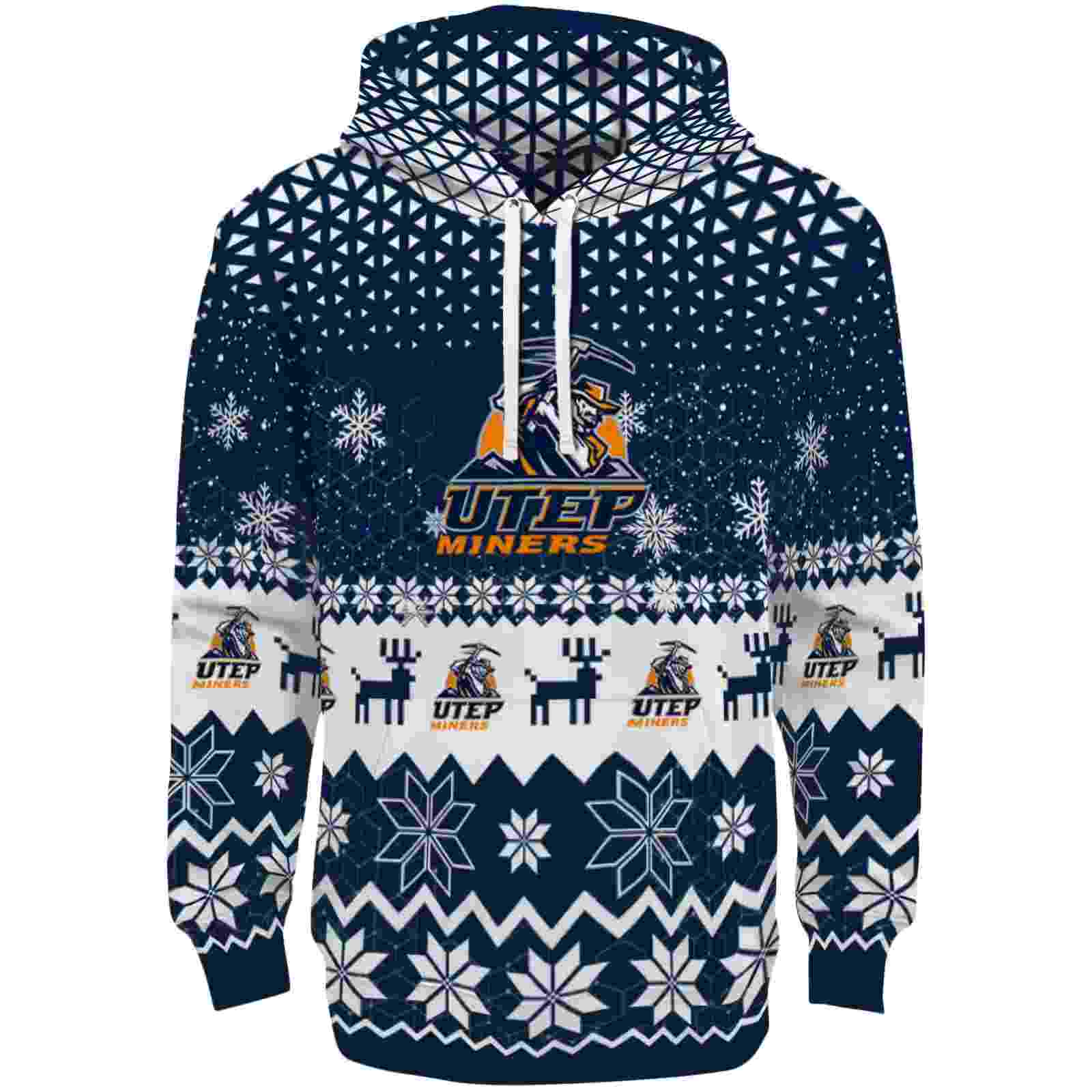 UTEP Miners Reindeer Motif Blue Hoodie