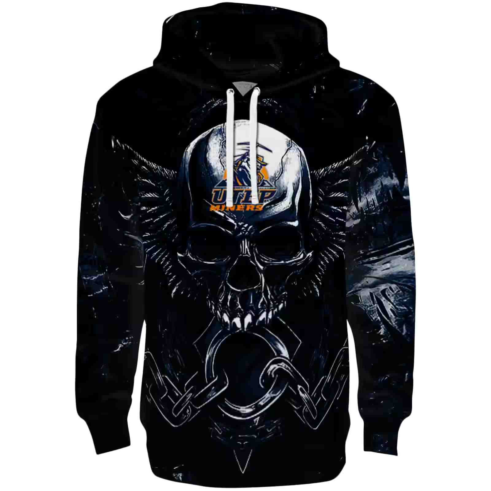 UTEP Miners Skull Artwork Blue Black Hoodie