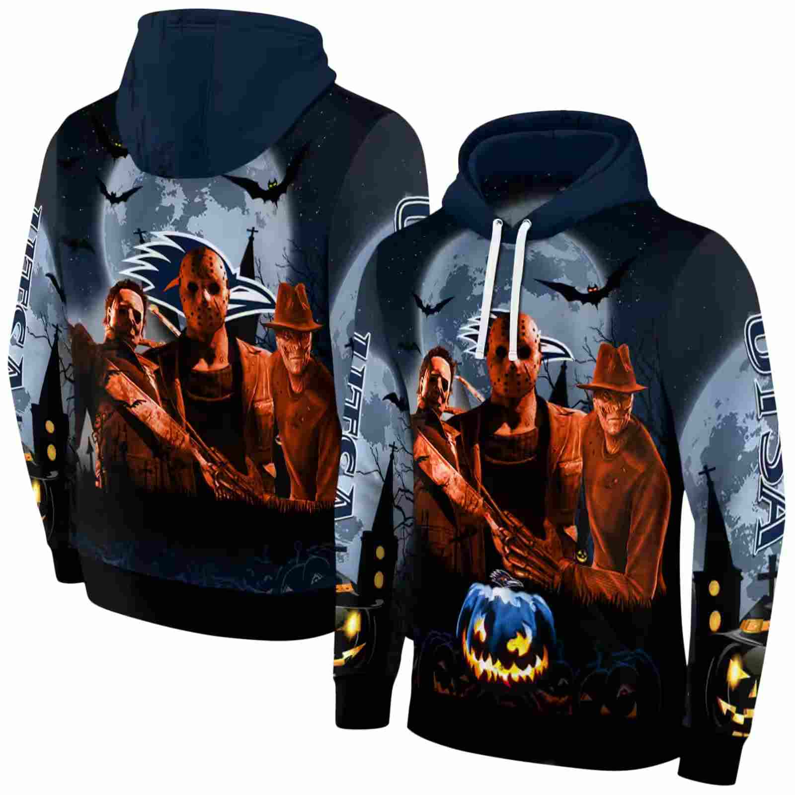 utsa roadrunners halloween vibes orange black hoodie fashion forward