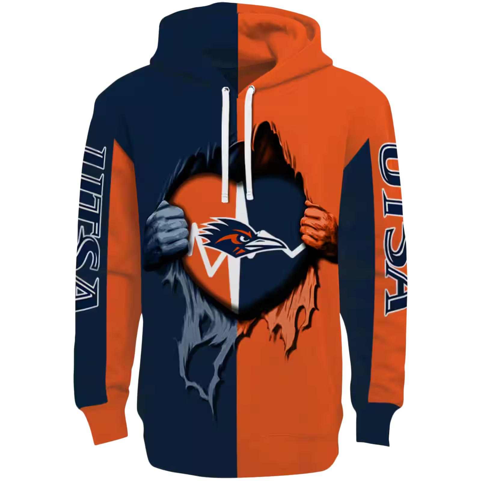 UTSA Roadrunners Heartbeat Graphic Orange Hoodie