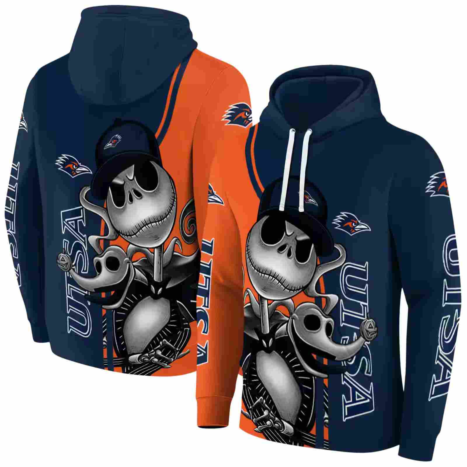 utsa roadrunners jack skellington orange hoodie fashion forward
