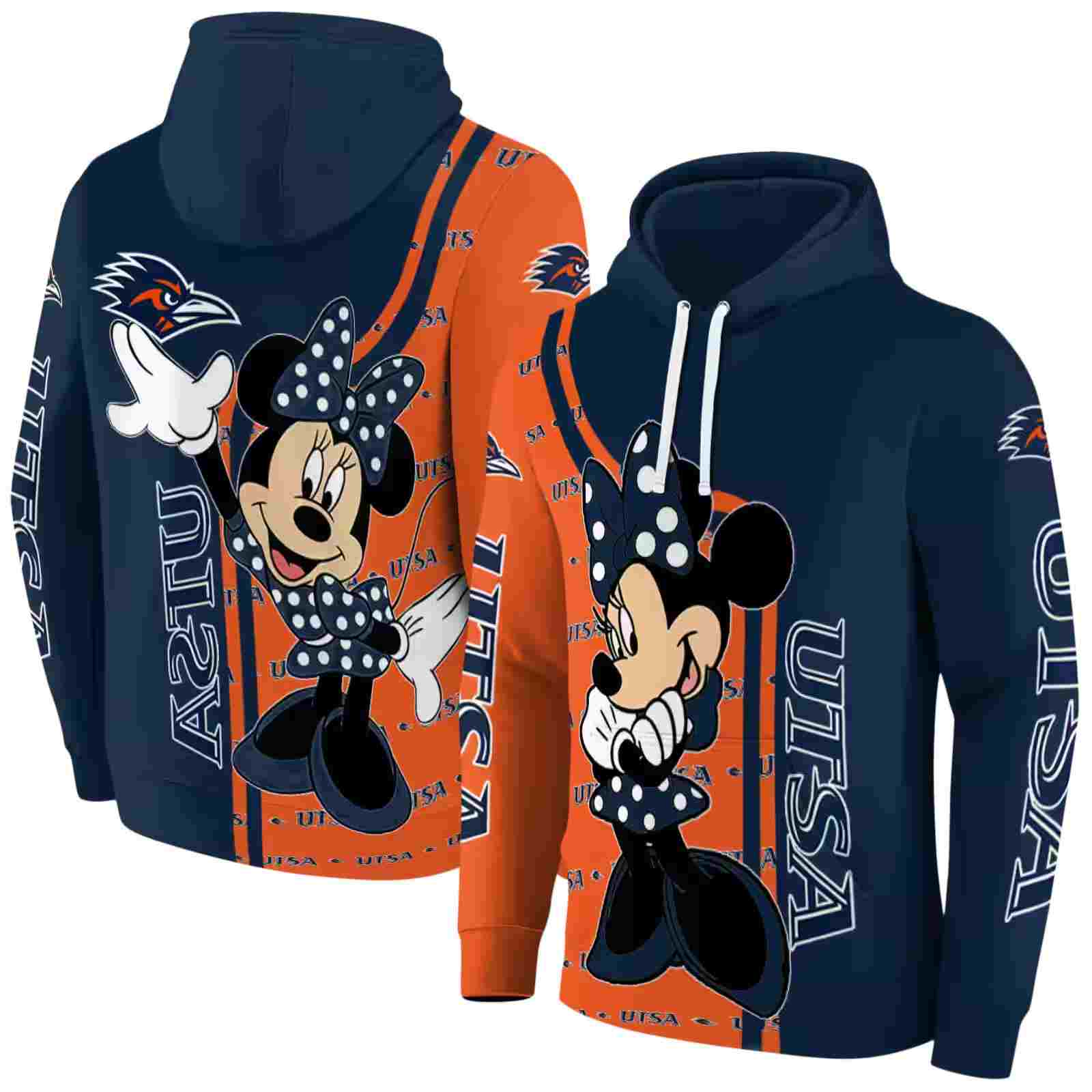 utsa roadrunners minnie mouse orange hoodie fashion forward