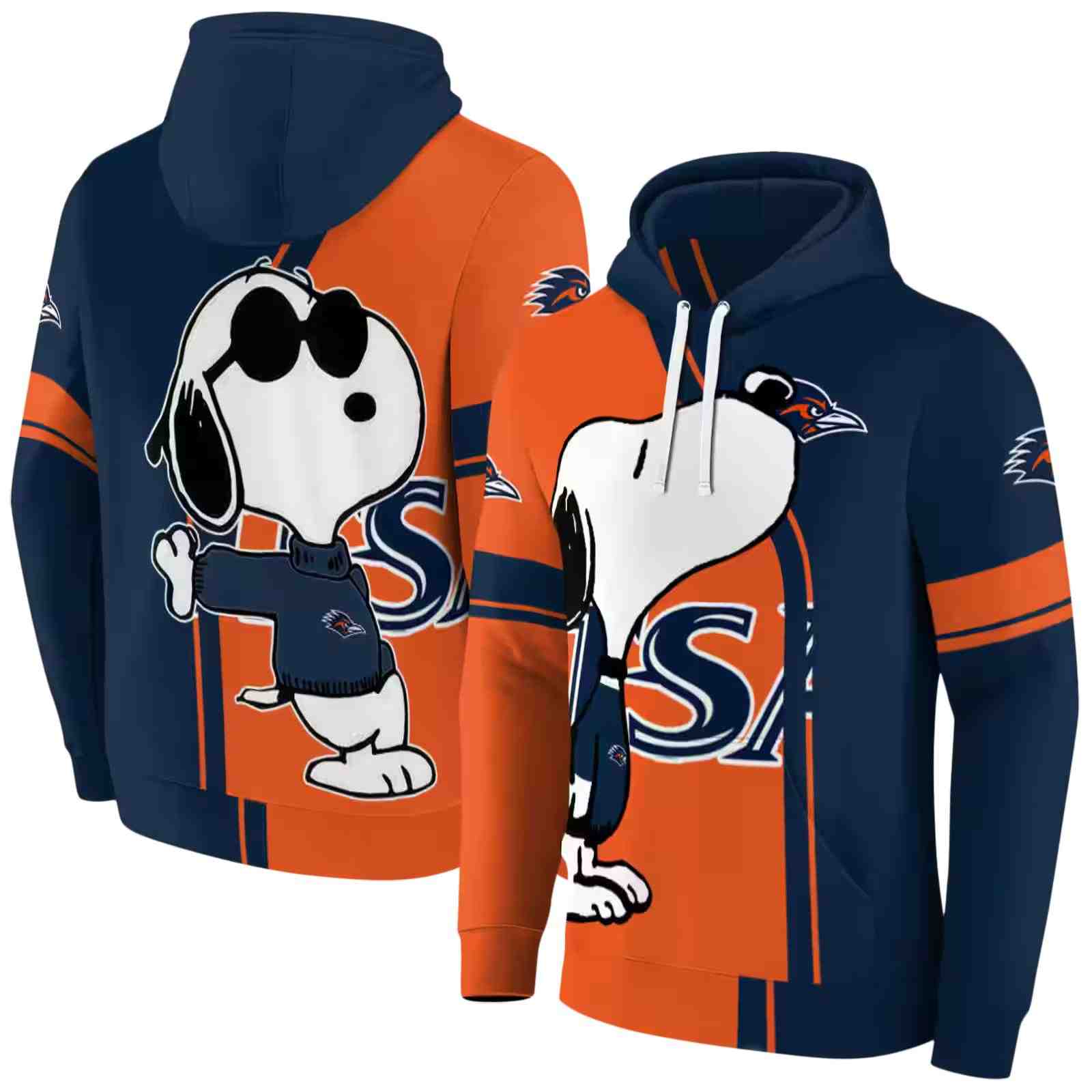 utsa roadrunners playful snoopy orange hoodie fashion forward