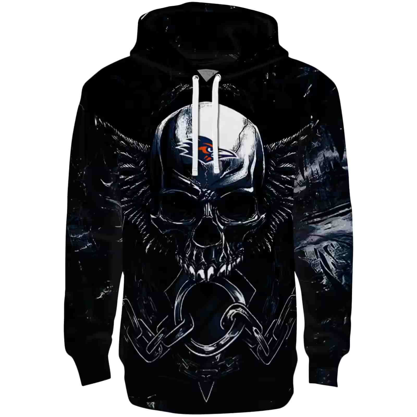 UTSA Roadrunners Skull Artwork Orange Black Hoodie