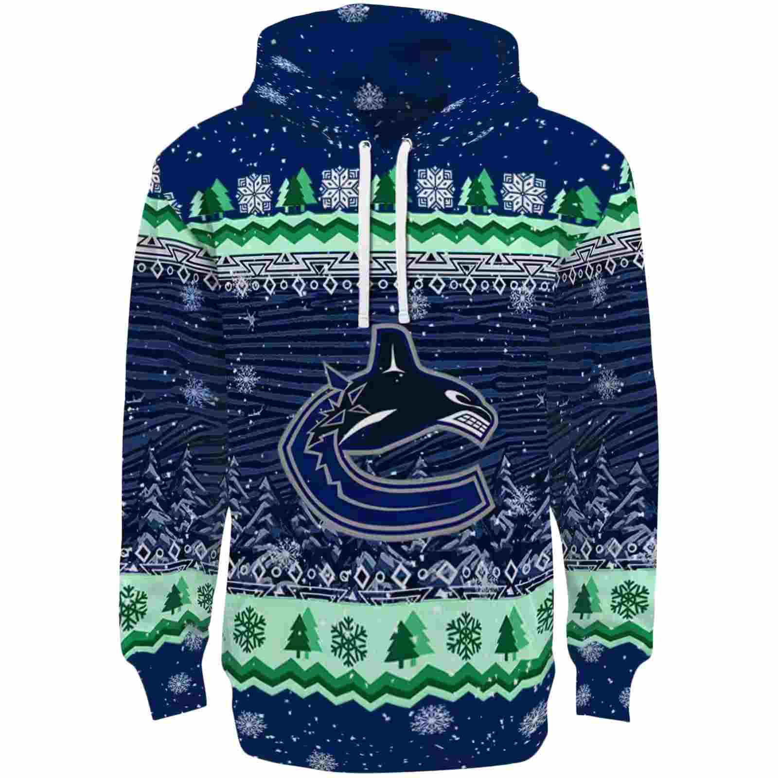 Vancouver Canucks Christmas Trees Blue Hoodie