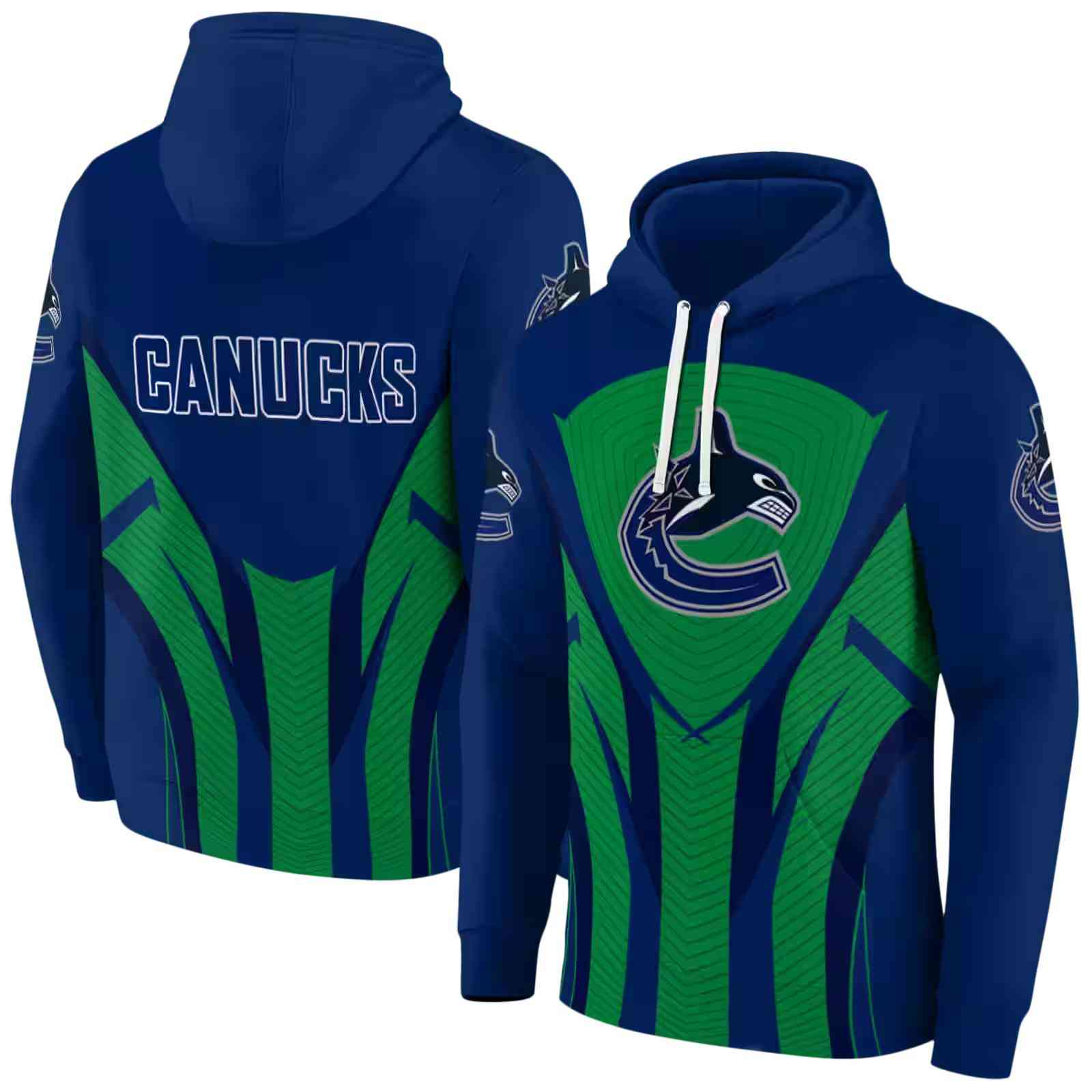 vancouver canucks concentric lines blue black hoodie fashion forward