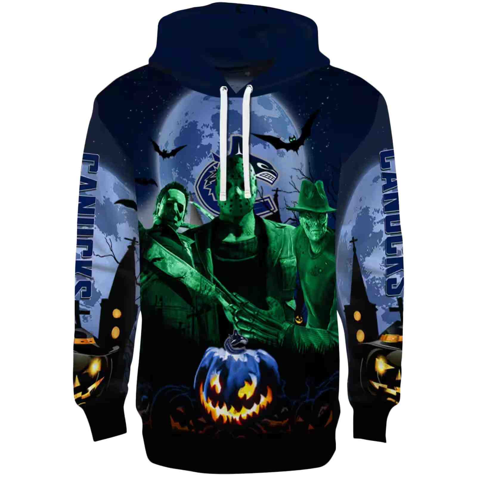 Vancouver Canucks Halloween Vibes Blue Black Hoodie