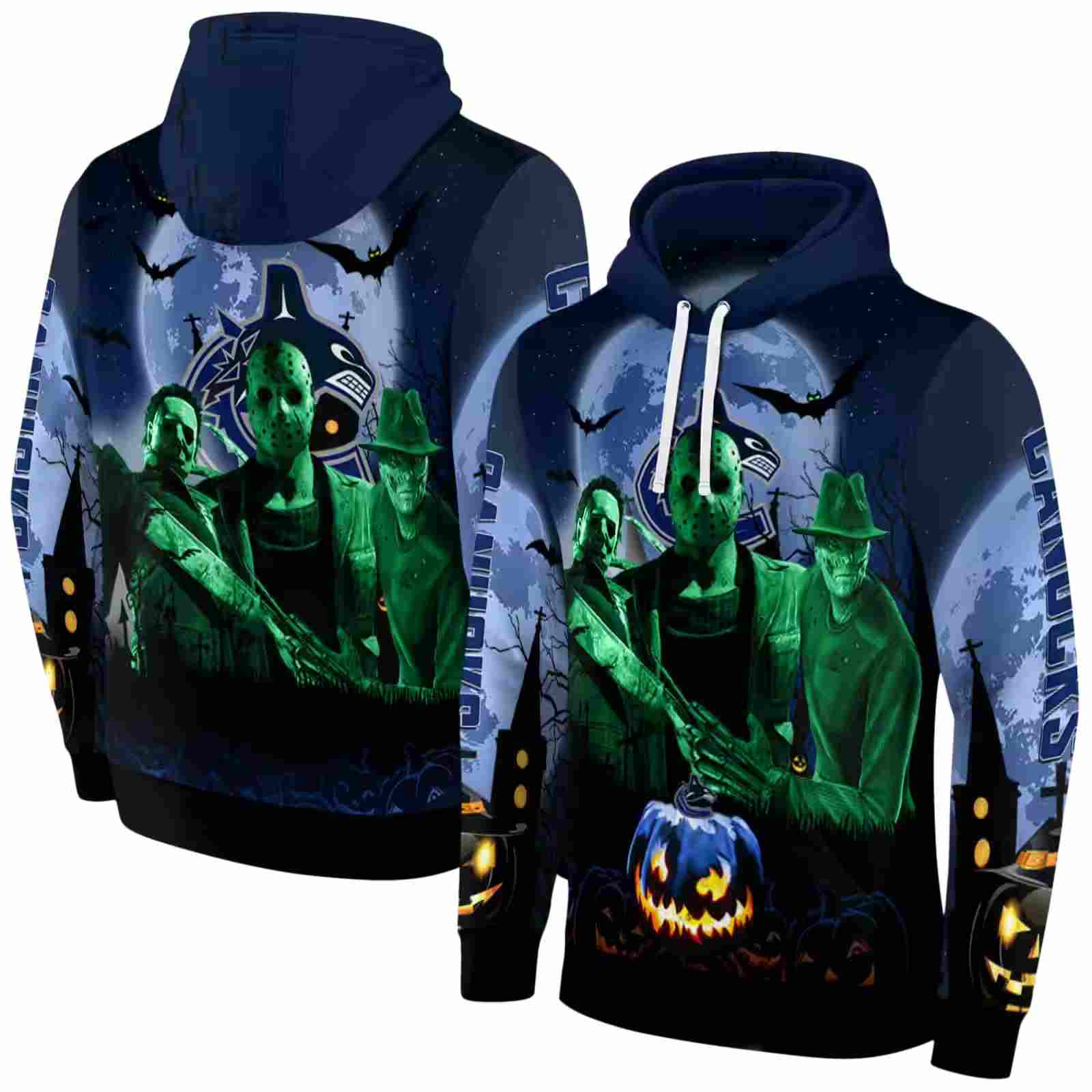 vancouver canucks halloween vibes blue black hoodie fashion forward