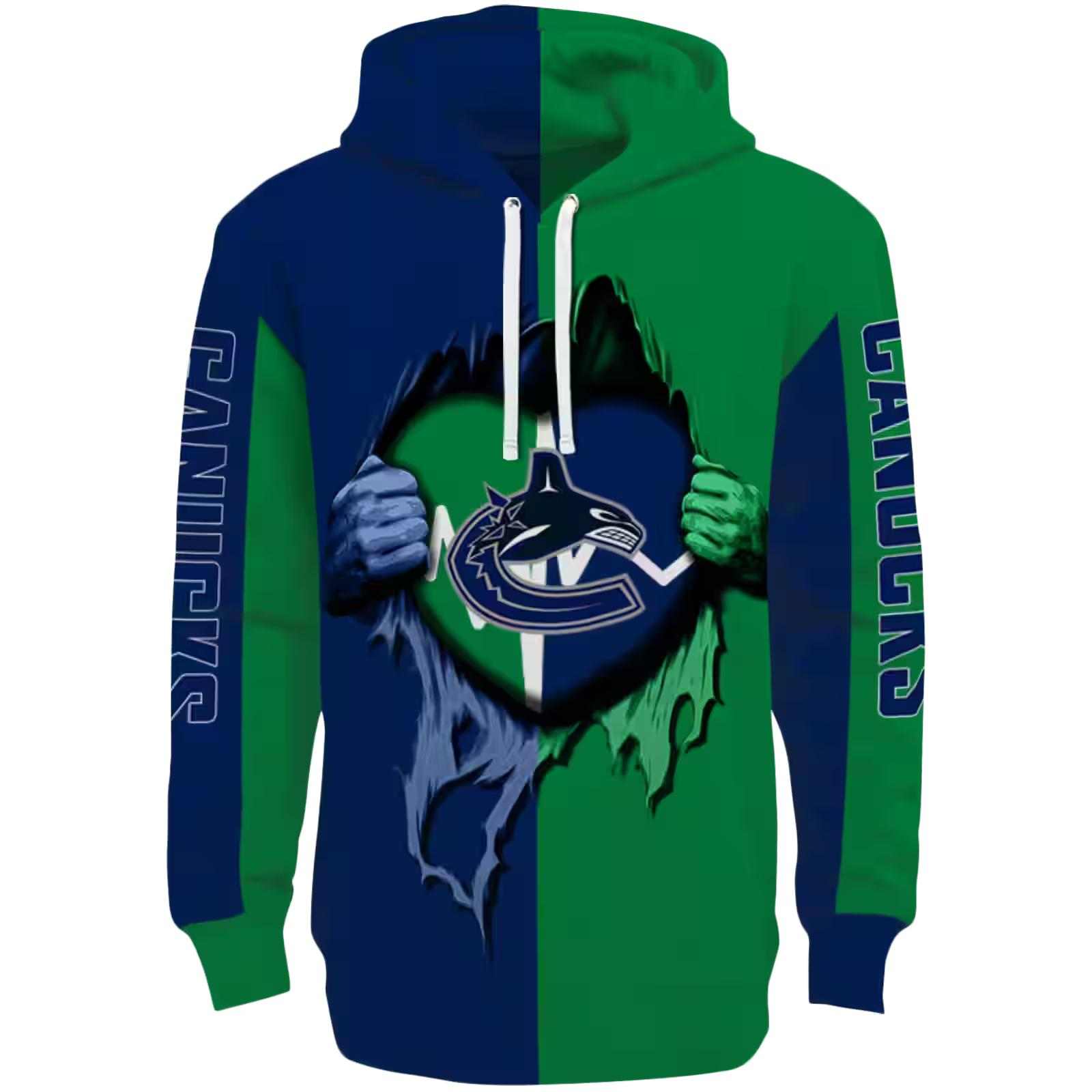 Vancouver Canucks Heartbeat Graphic Blue Hoodie