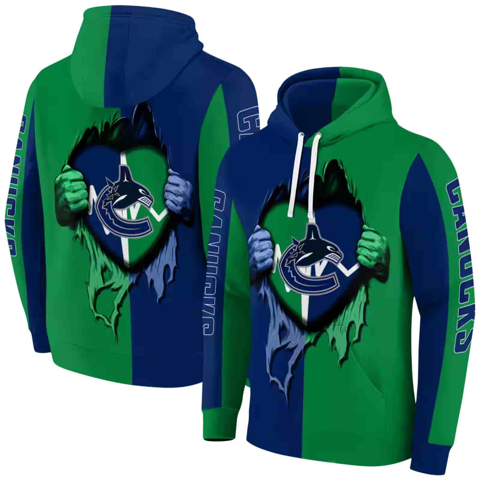 vancouver canucks heartbeat graphic blue hoodie fashion forward