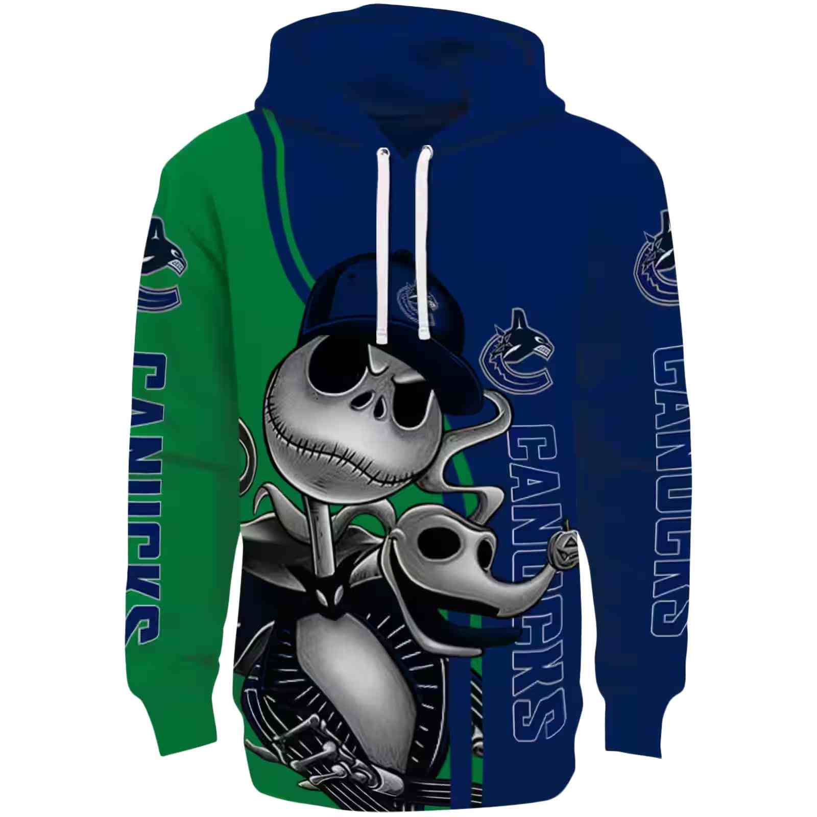 Vancouver Canucks Jack Skellington Blue Hoodie