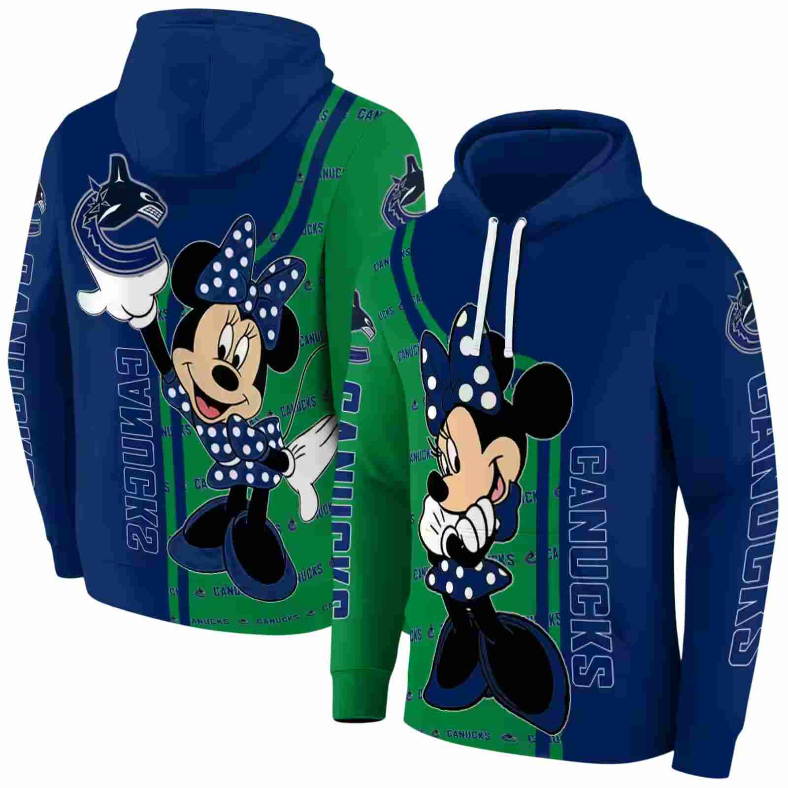 vancouver canucks minnie mouse blue hoodie fashion forward