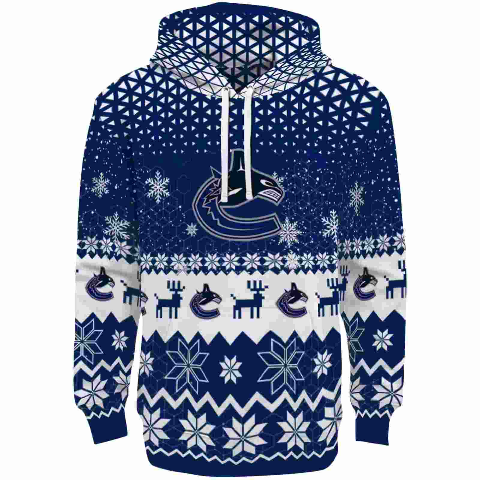 Vancouver Canucks Reindeer Motif Blue Hoodie