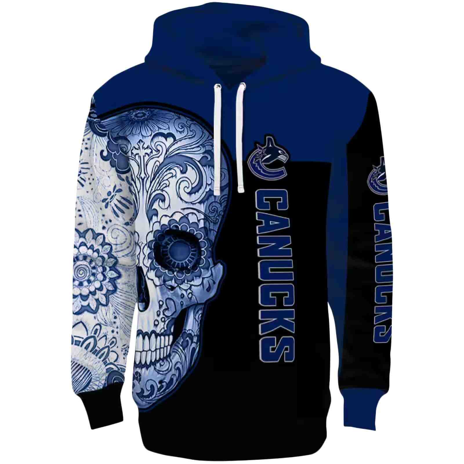 Vancouver Canucks Sugar Skull Blue Black Hoodie