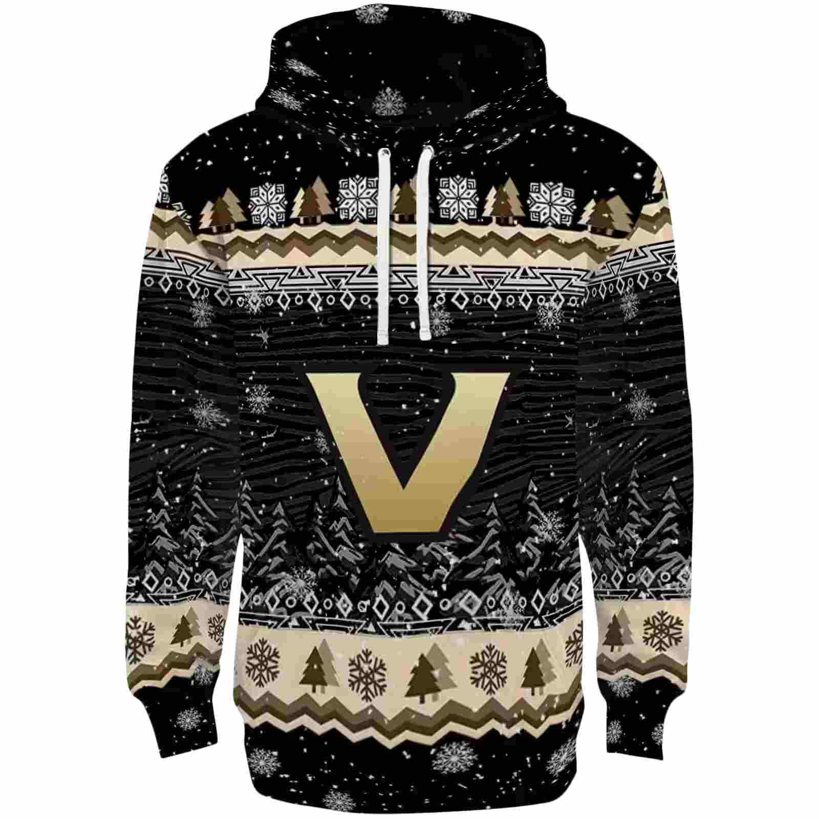 Vanderbilt Commodores Christmas Trees Black Hoodie