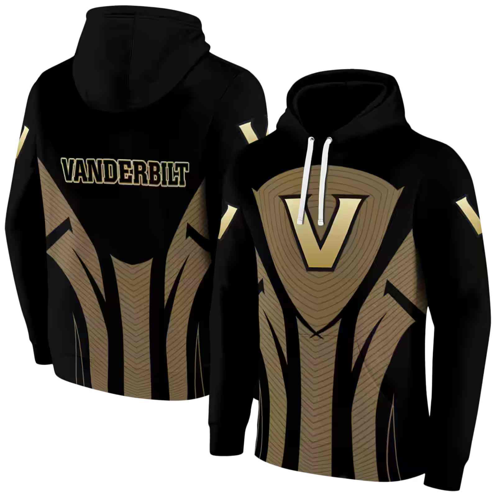 vanderbilt commodores concentric lines black hoodie fashion forward