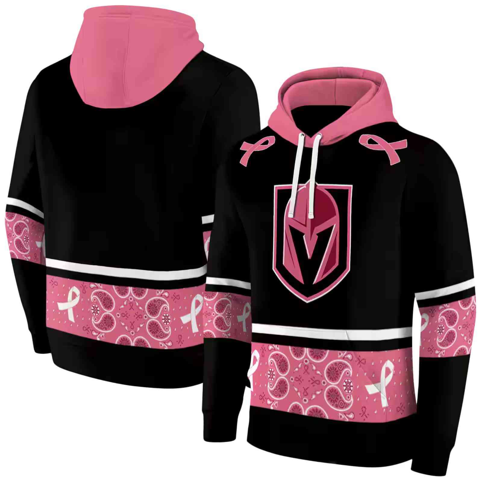 vegas golden knights awareness ribbon black pink hoodie fashion forward