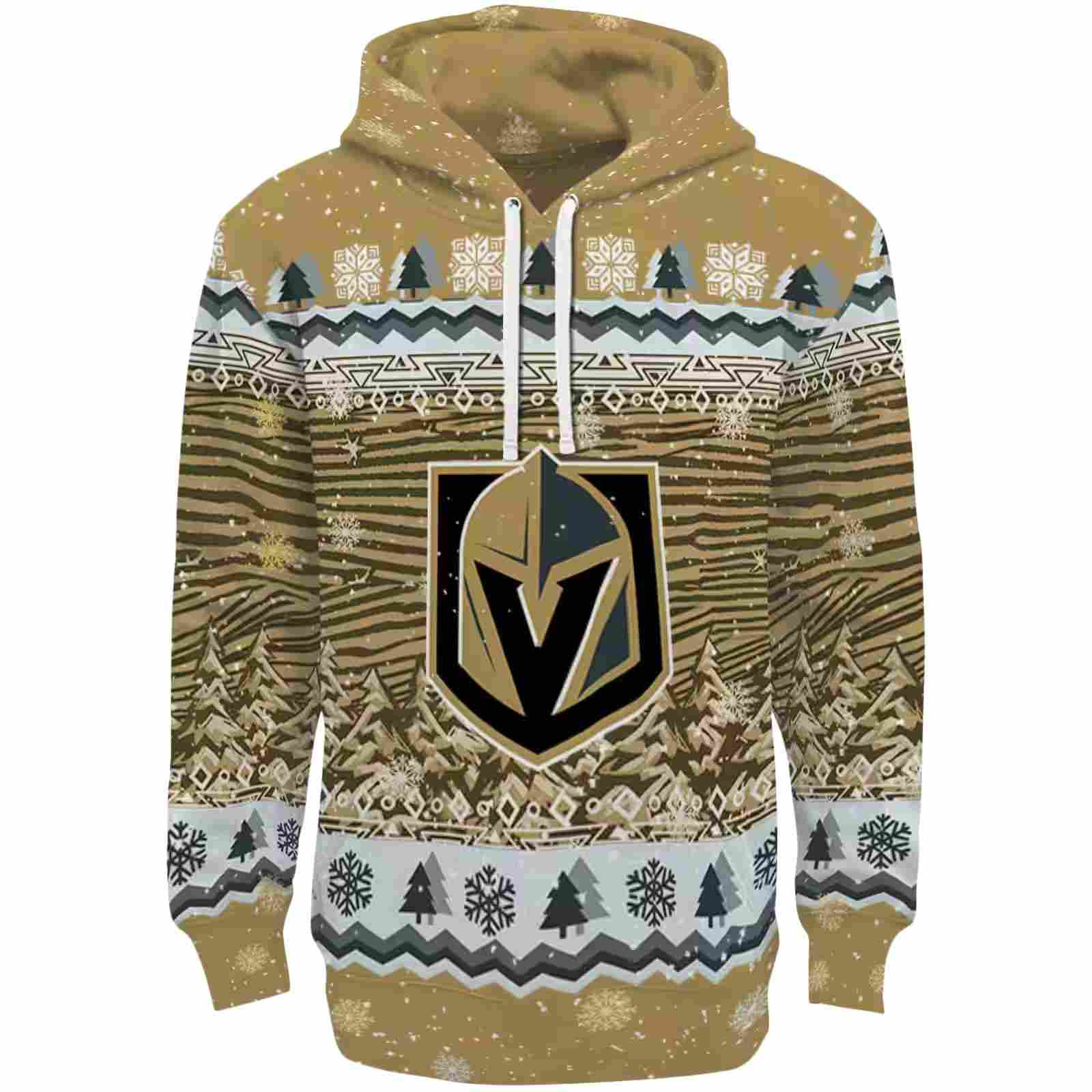 Vegas Golden Knights Christmas Trees Tan Hoodie