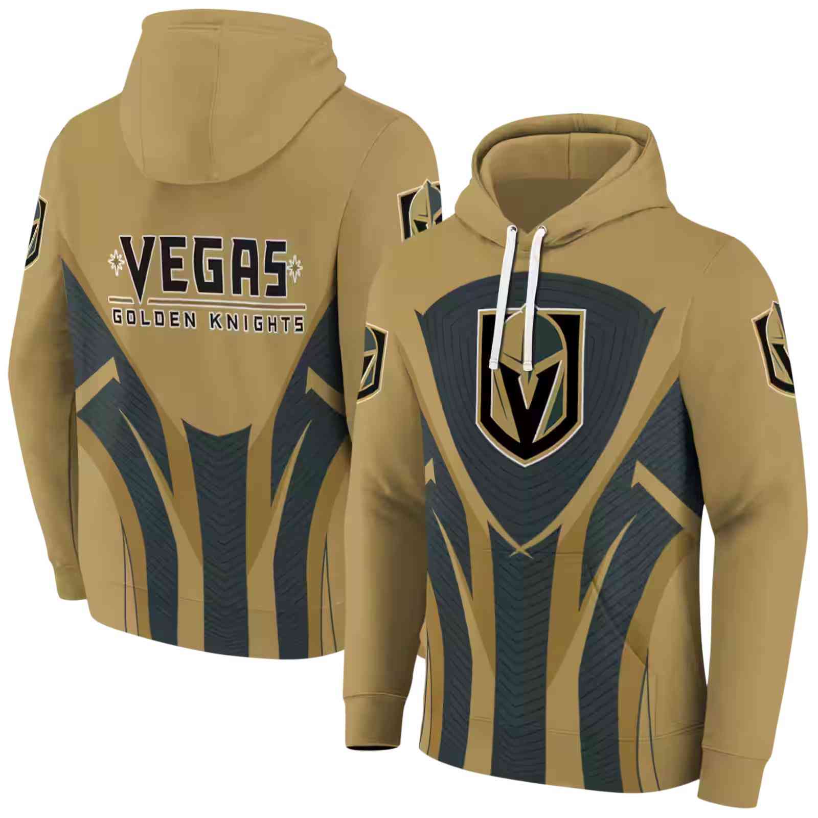 vegas golden knights concentric lines tan black hoodie fashion forward