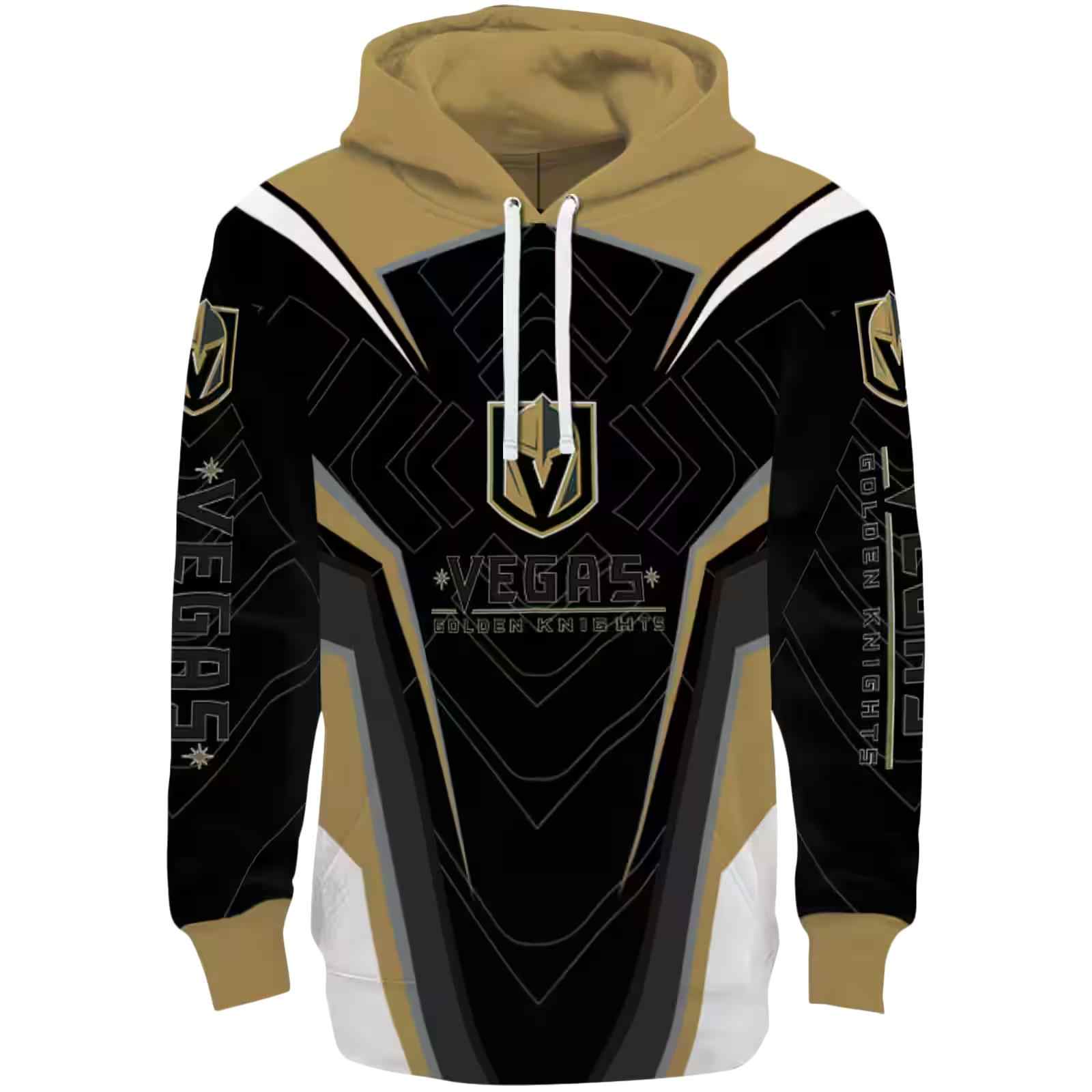 Vegas Golden Knights Futuristic Pattern Tan Black Hoodie