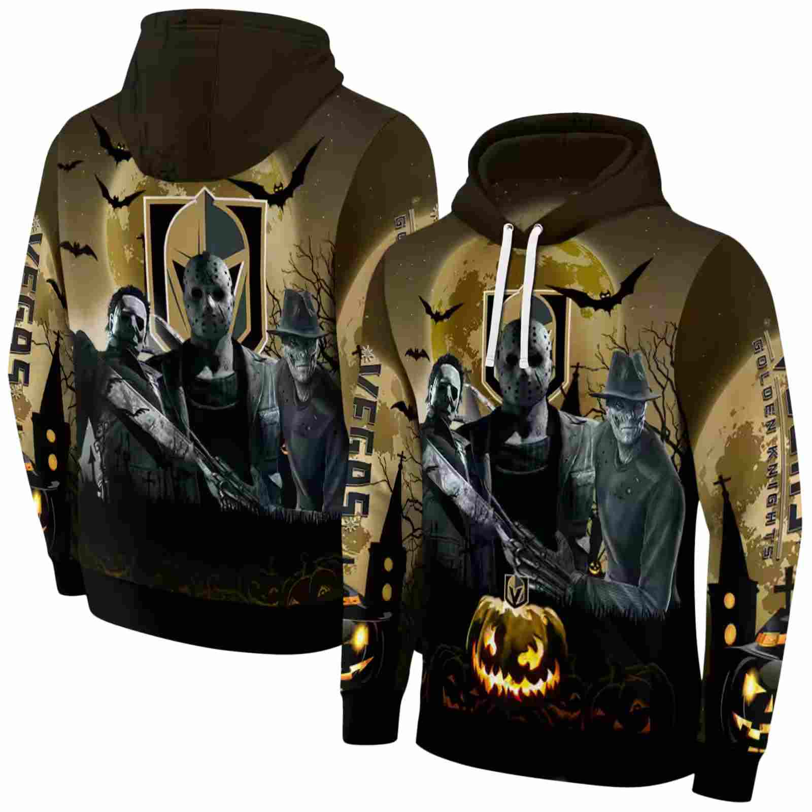 vegas golden knights halloween vibes tan black hoodie fashion forward