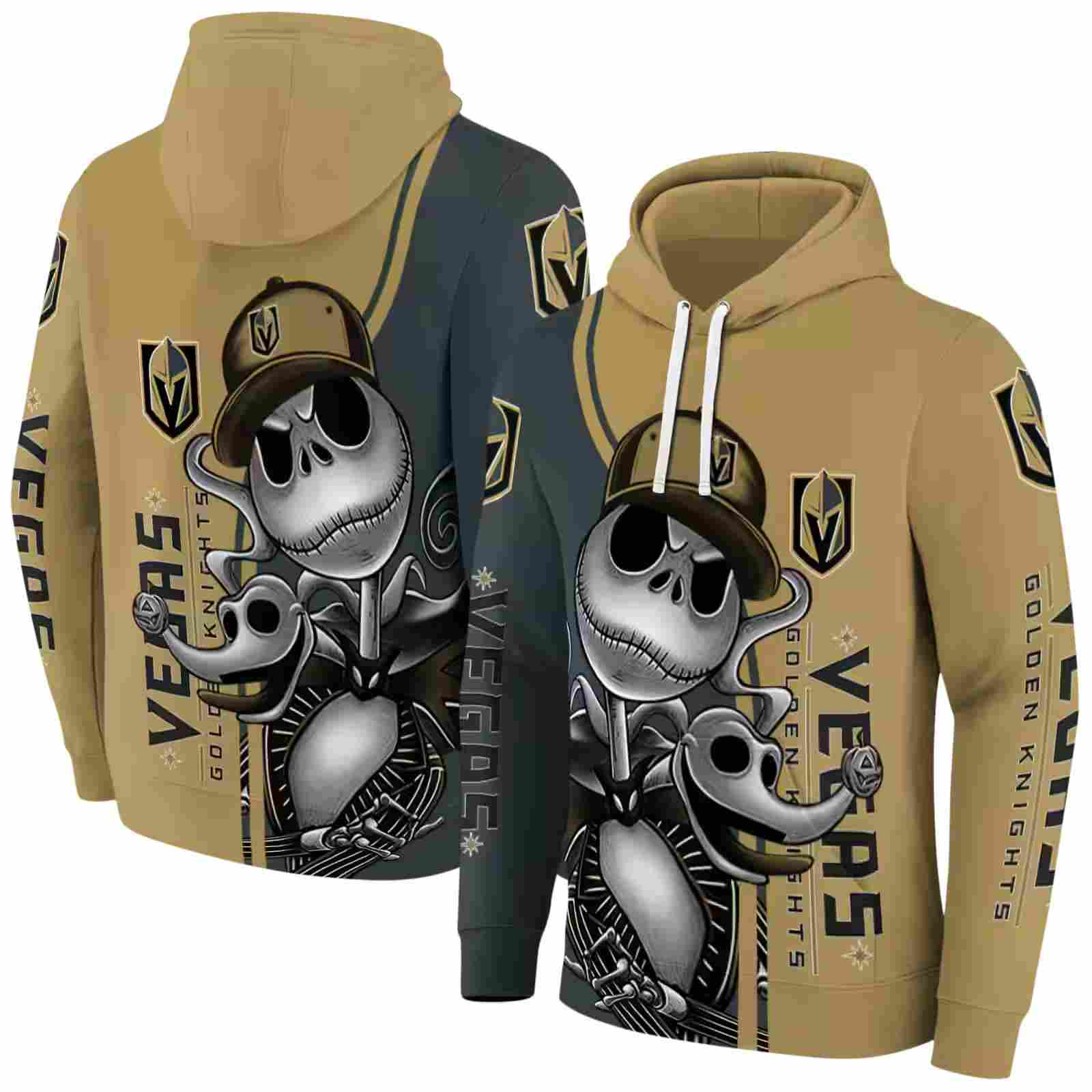 vegas golden knights jack skellington tan hoodie fashion forward