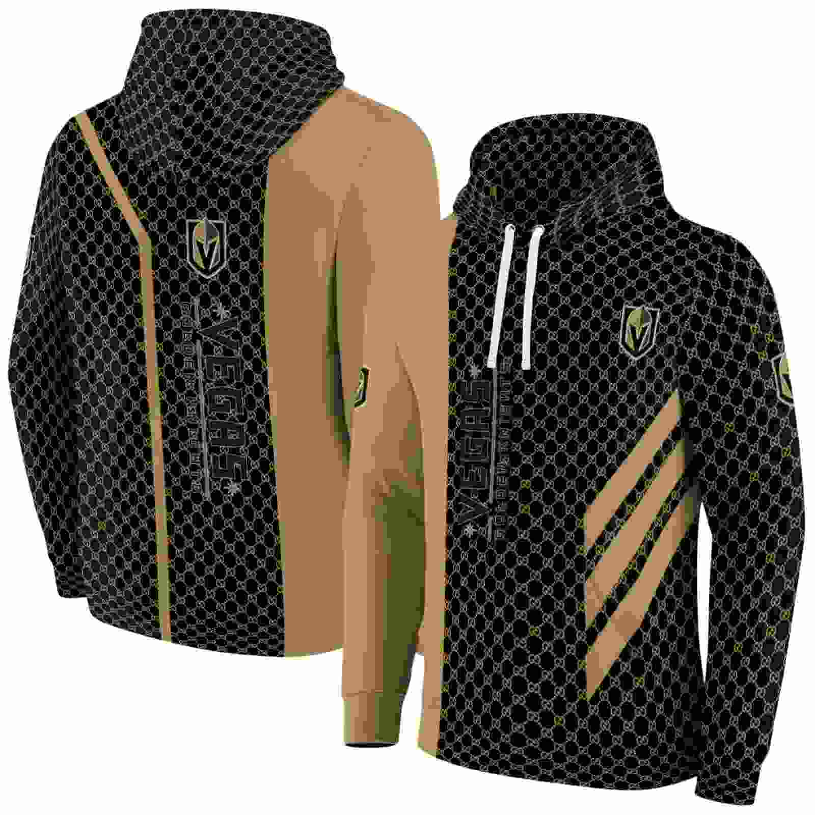 vegas golden knights monogram pattern tan hoodie fashion forward