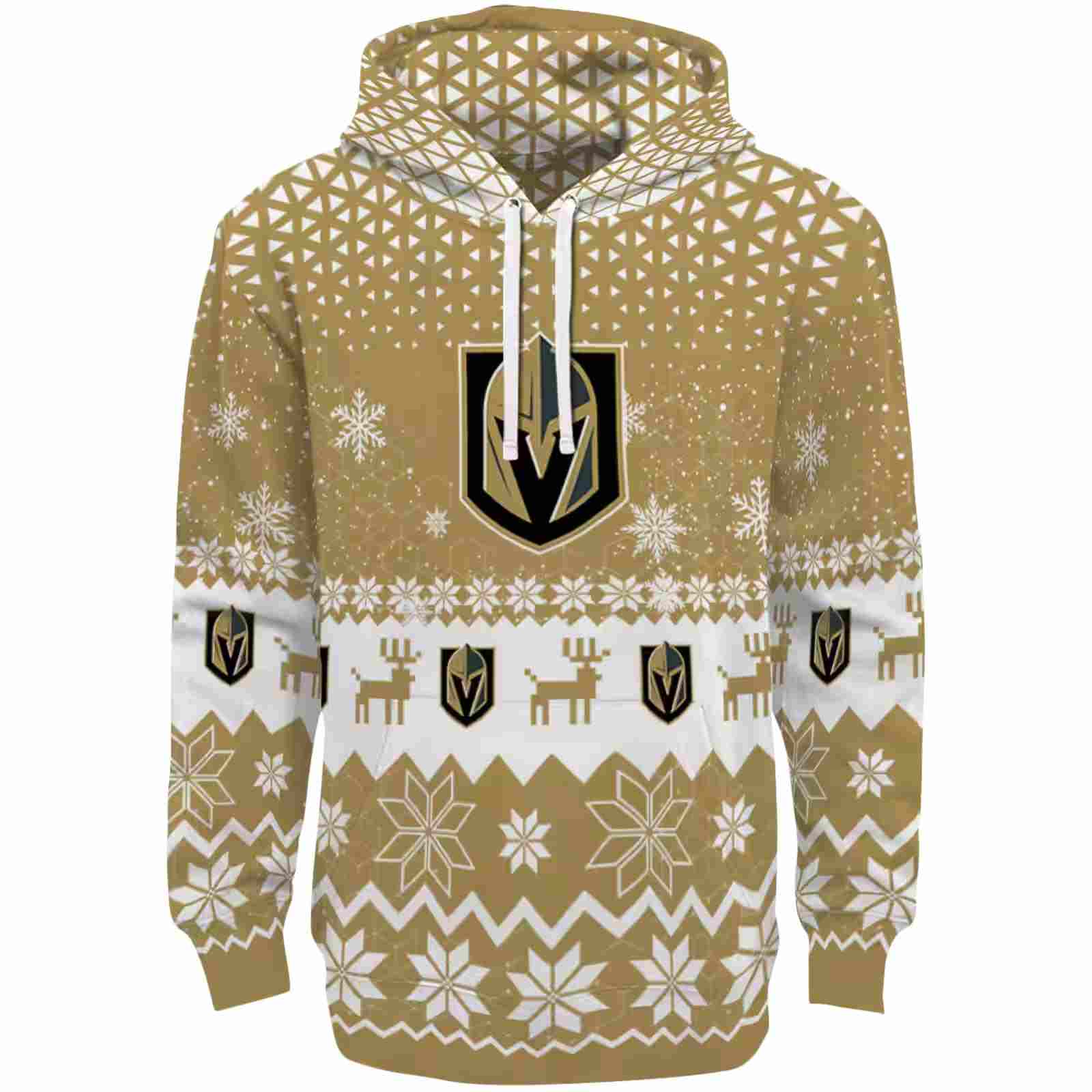 Vegas Golden Knights Reindeer Motif Tan Hoodie