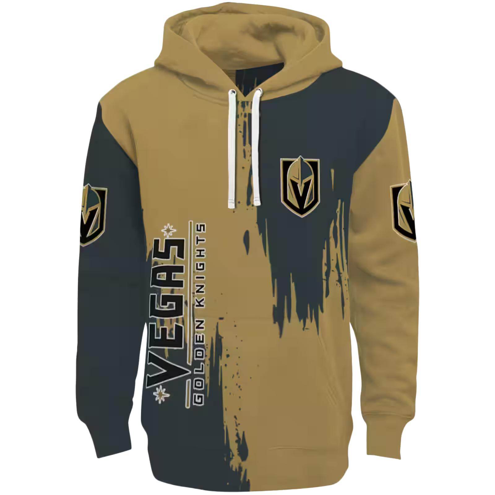 Vegas Golden Knights Splatter Effect Tan Hoodie