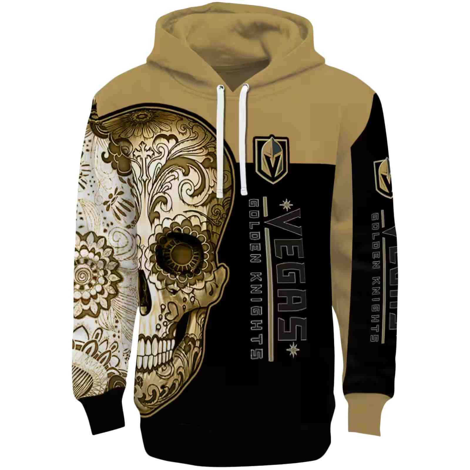 Vegas Golden Knights Sugar Skull Tan Black Hoodie