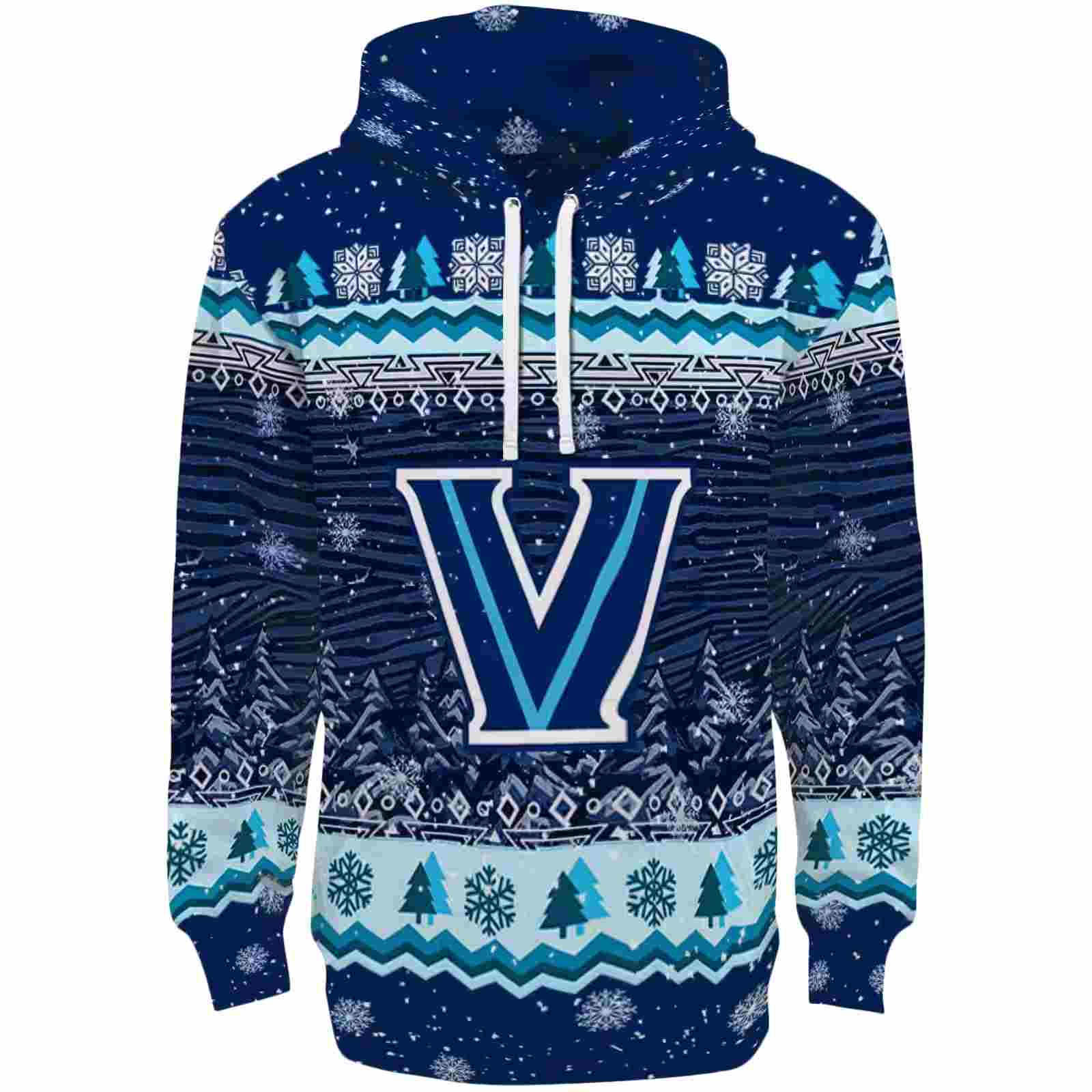 Villanova Wildcats Christmas Trees Navy Hoodie
