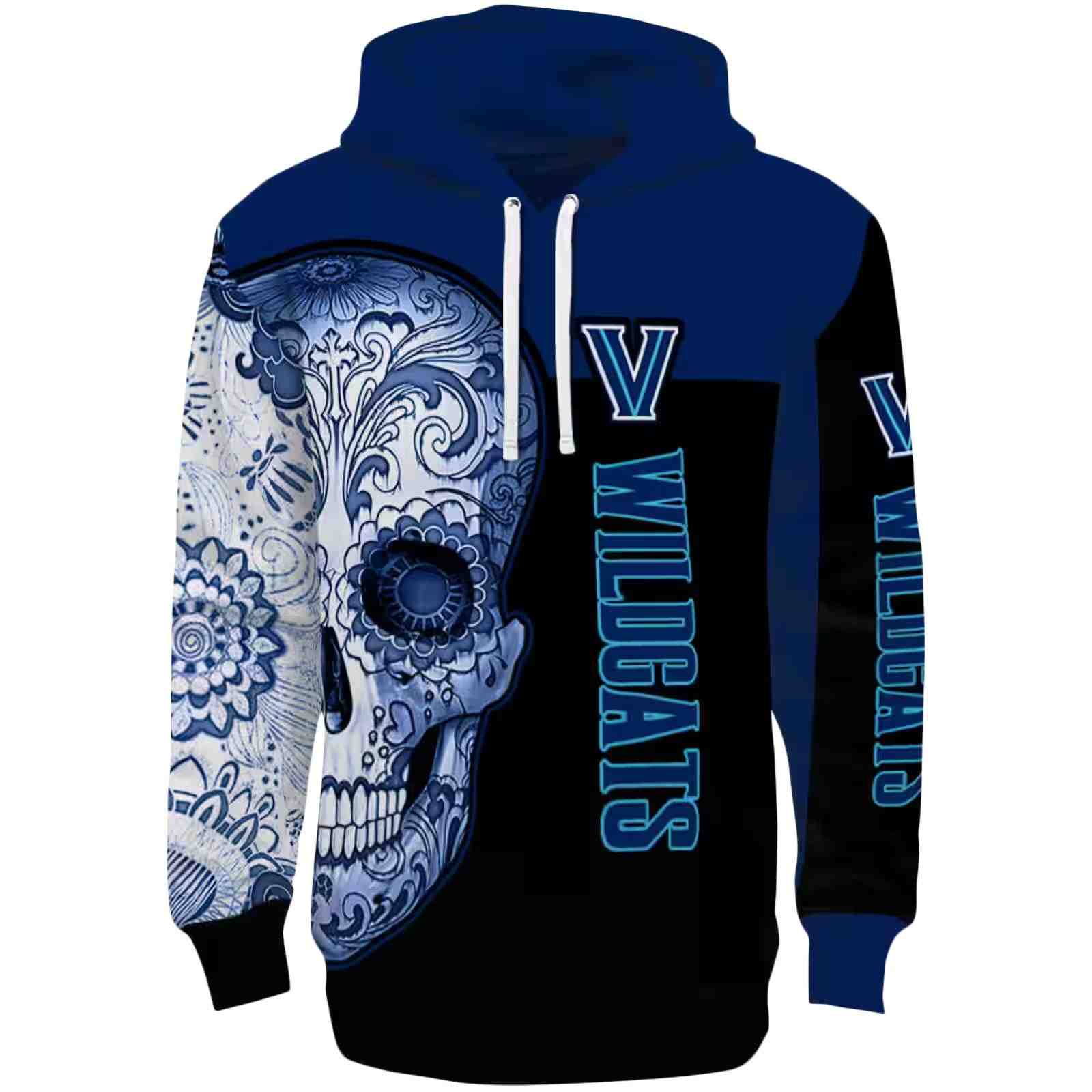 Villanova Wildcats Sugar Skull Navy Black Hoodie