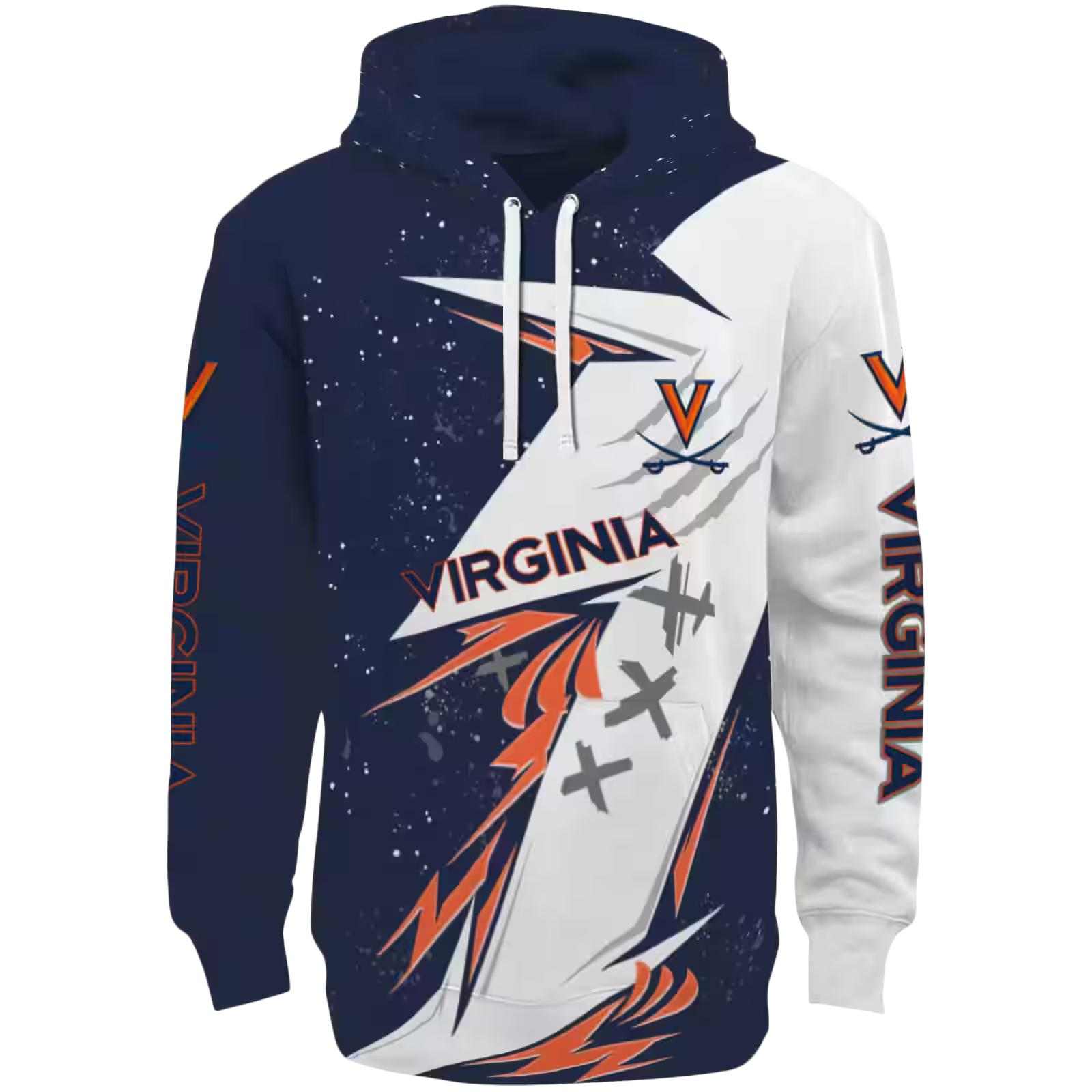 Virginia Cavaliers Dynamic Slash Blue White Hoodie