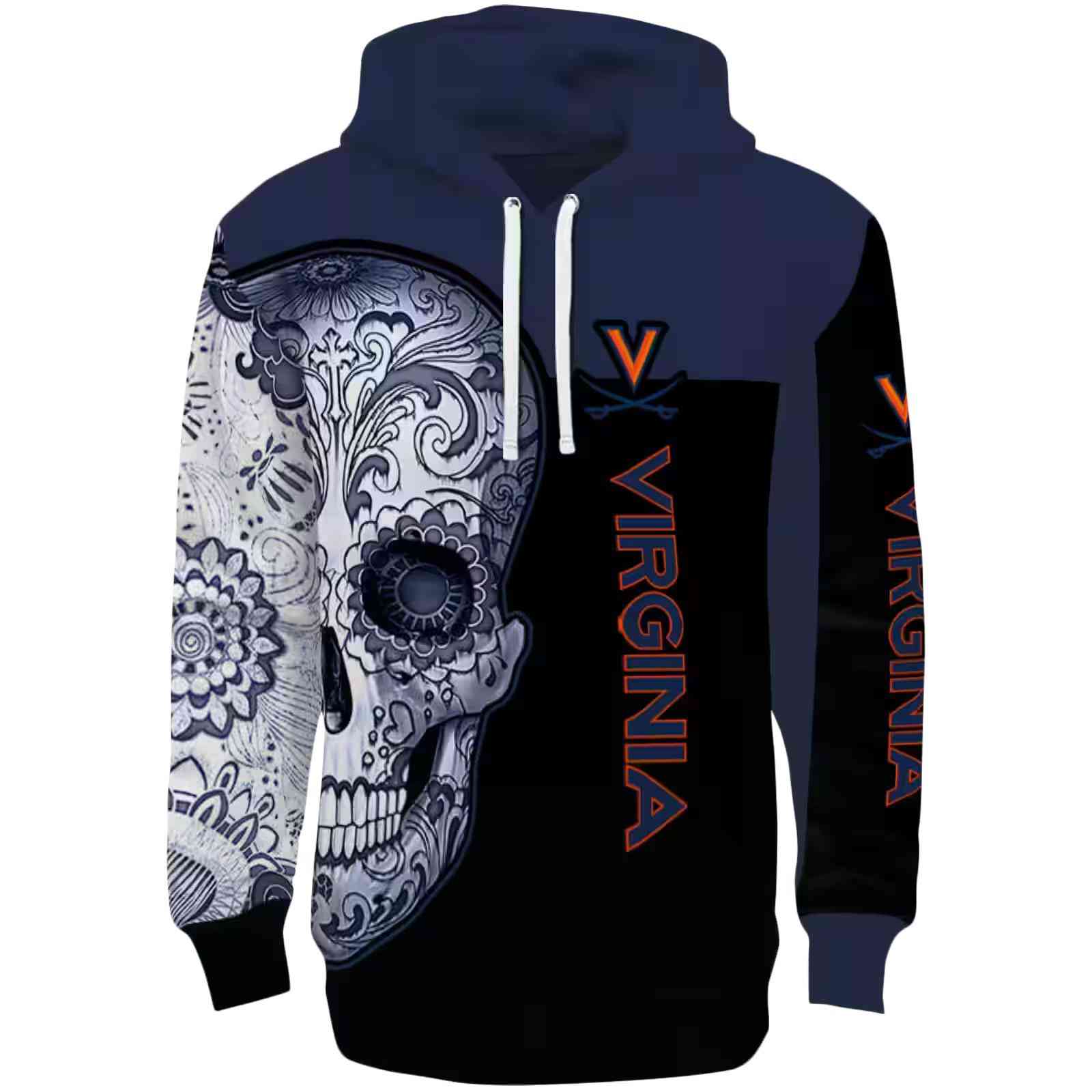 Virginia Cavaliers Sugar Skull Blue Black Hoodie