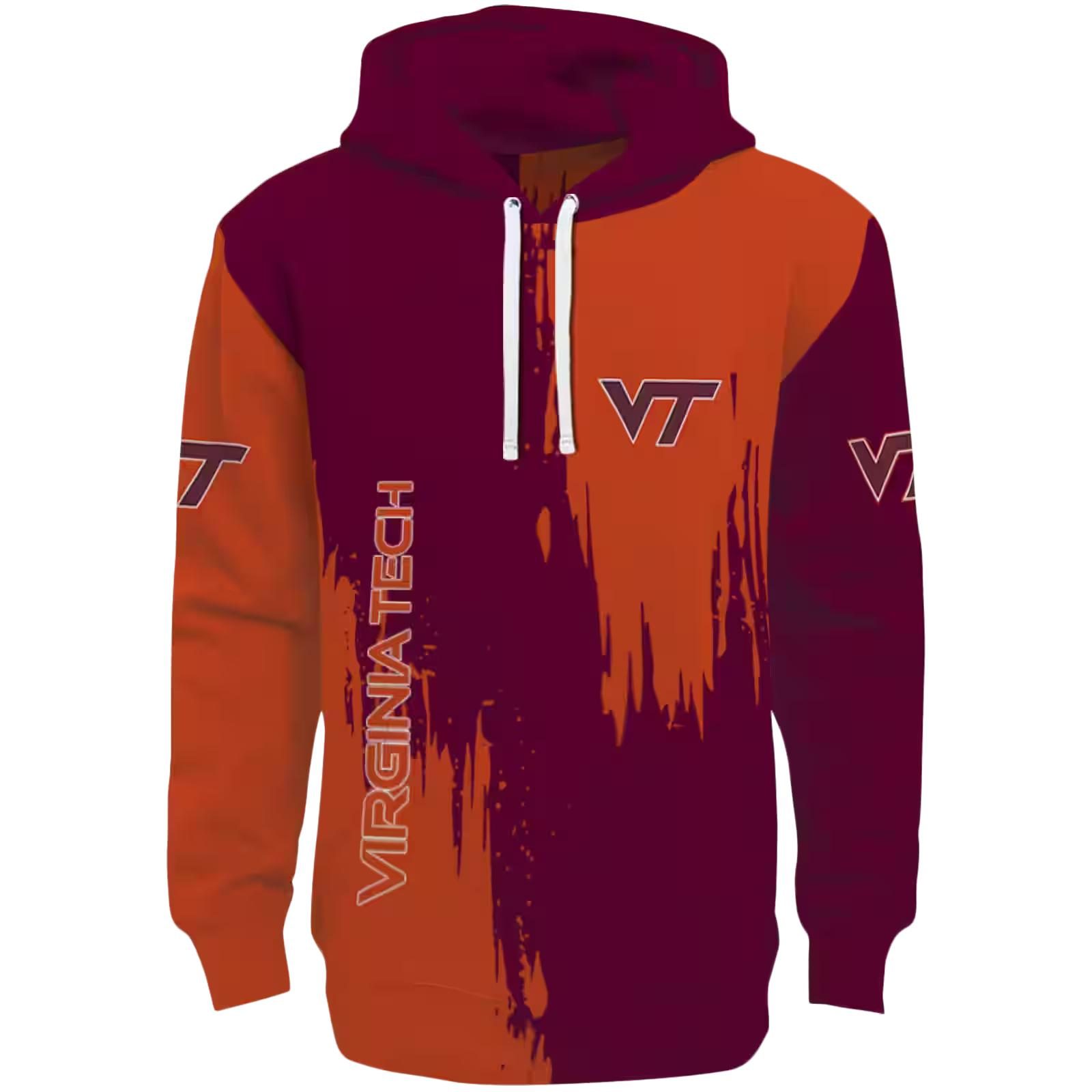 Virginia Tech Hokies Splatter Effect Maroon Hoodie
