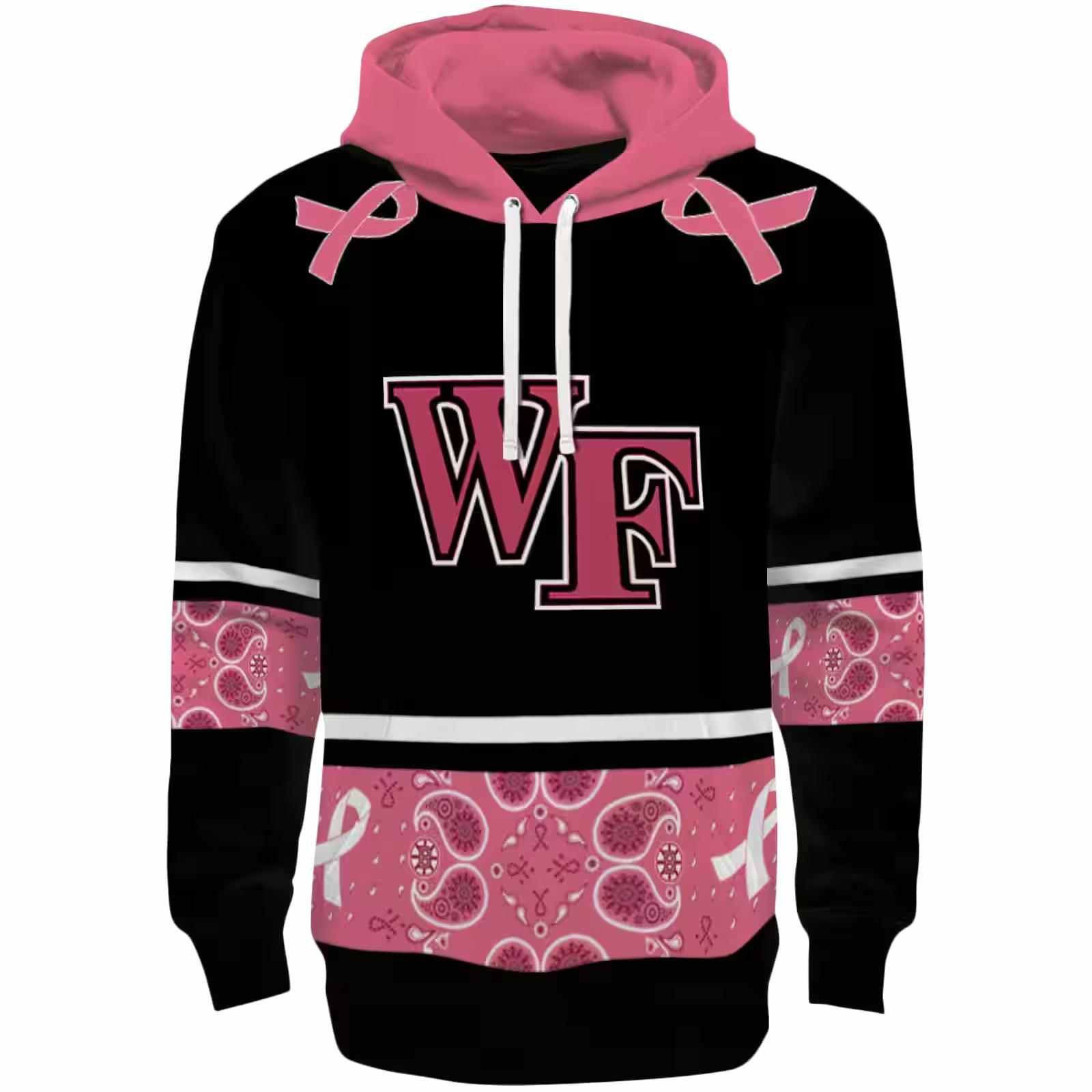 Wake Forest Demon Deacons Awareness Ribbon Black Pink Hoodie