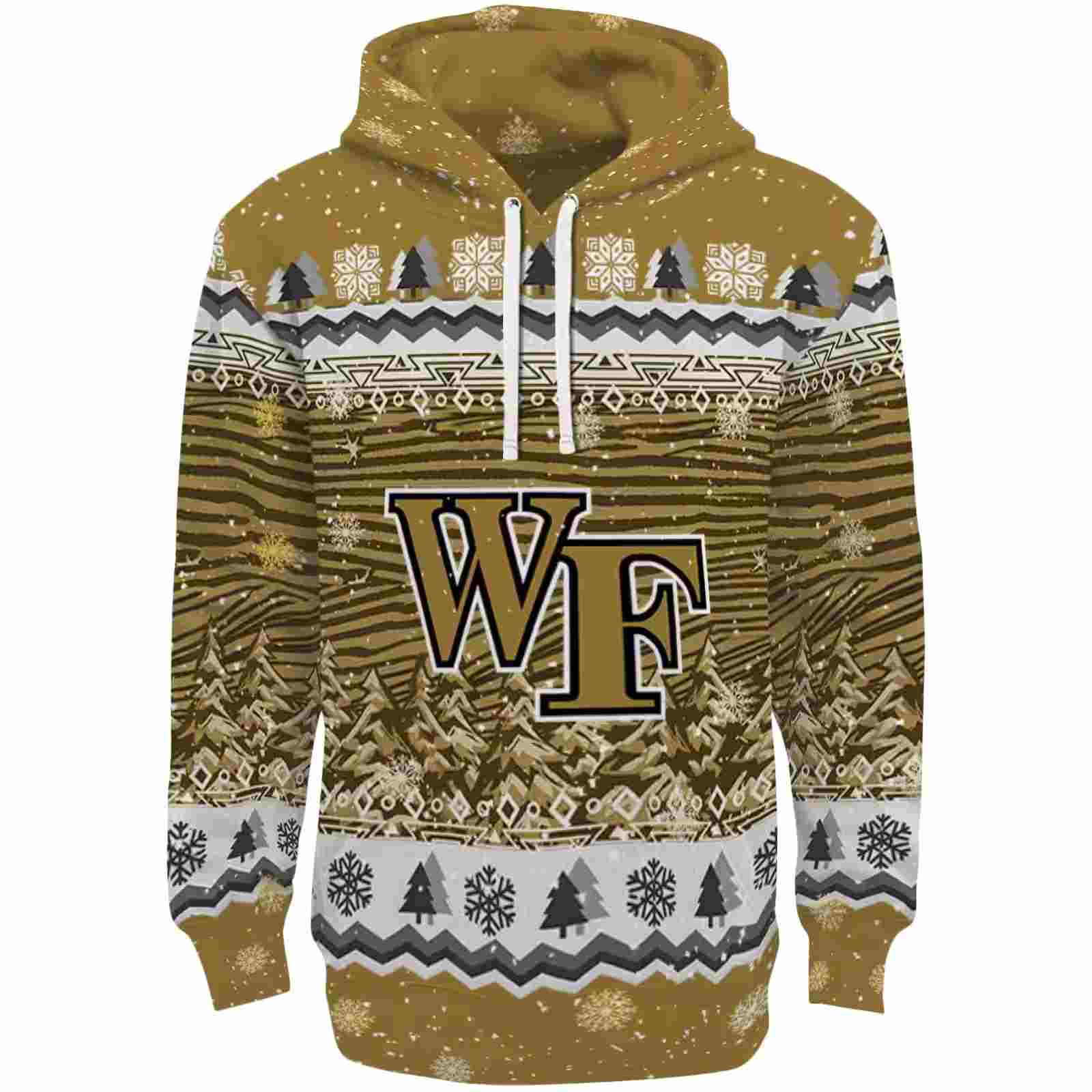 Wake Forest Demon Deacons Christmas Trees Gold Hoodie