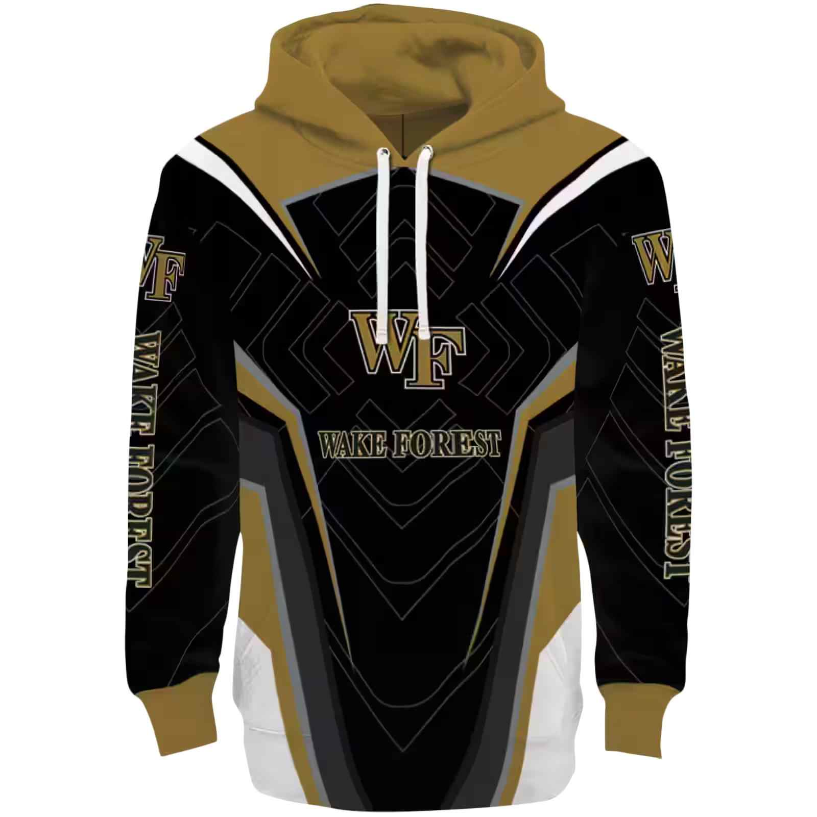 Wake Forest Demon Deacons Futuristic Pattern Gold Black Hoodie