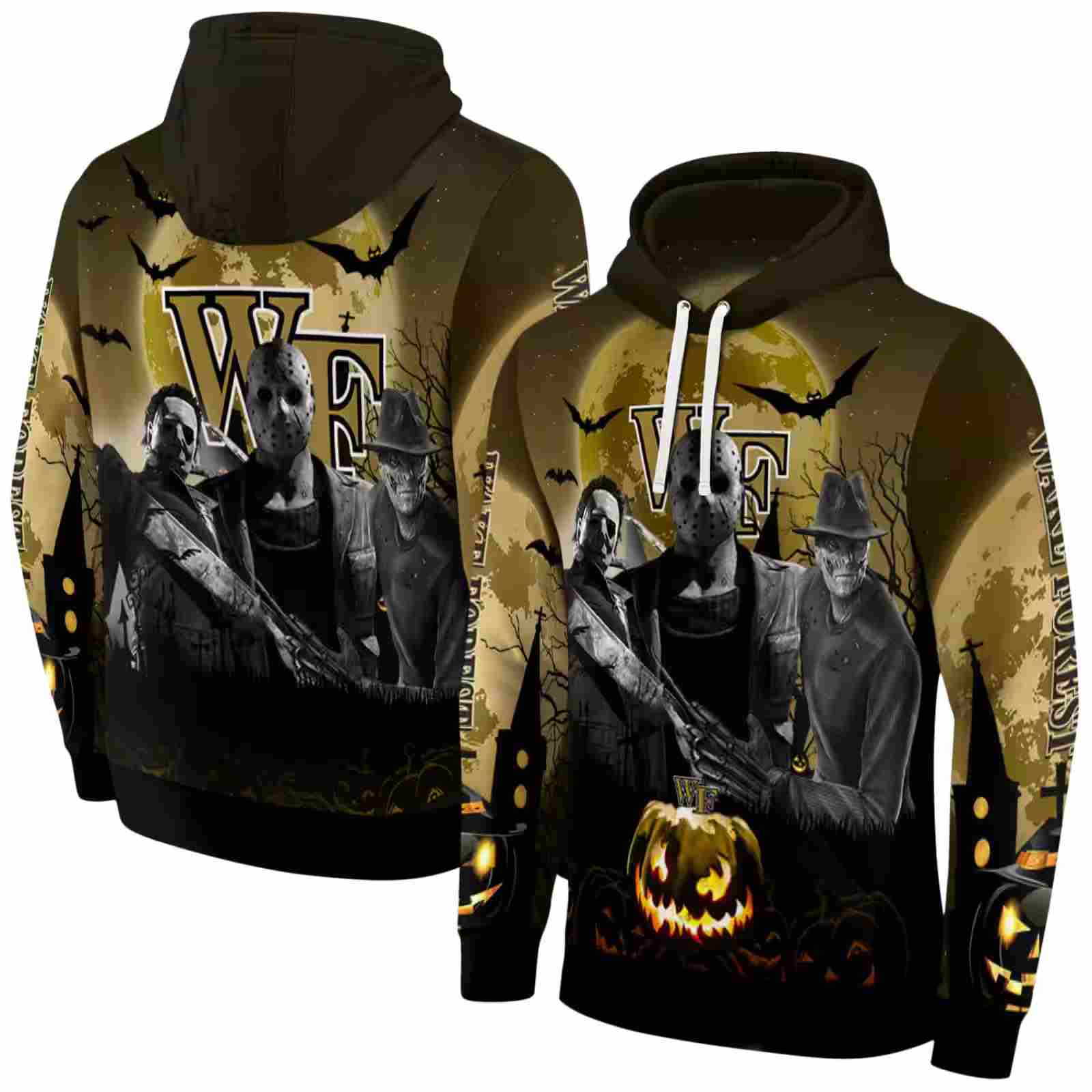 wake forest demon deacons halloween vibes gold black hoodie fashion forward