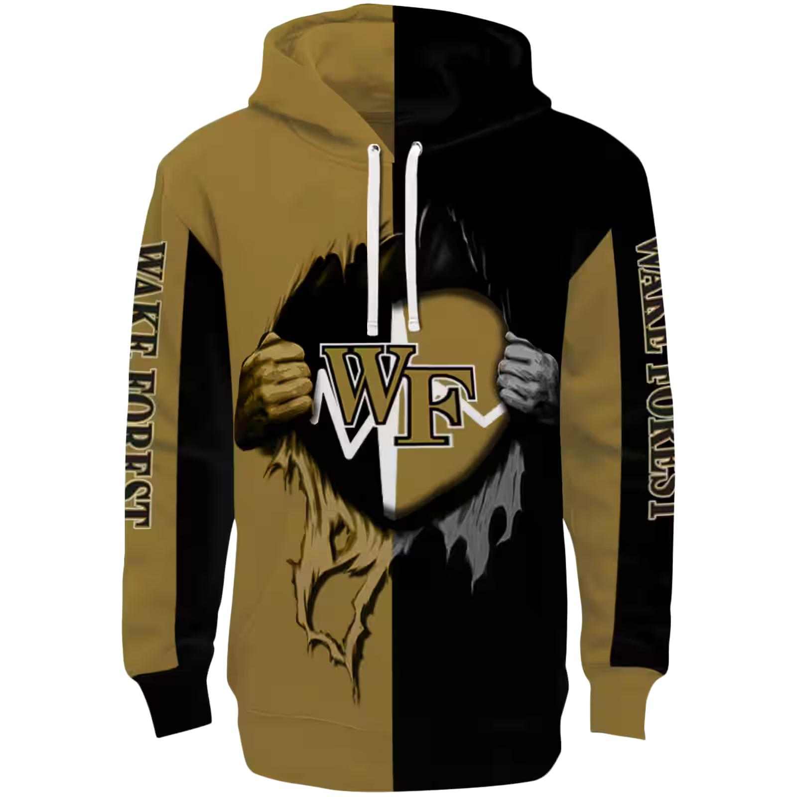 Wake Forest Demon Deacons Heartbeat Graphic Gold Hoodie